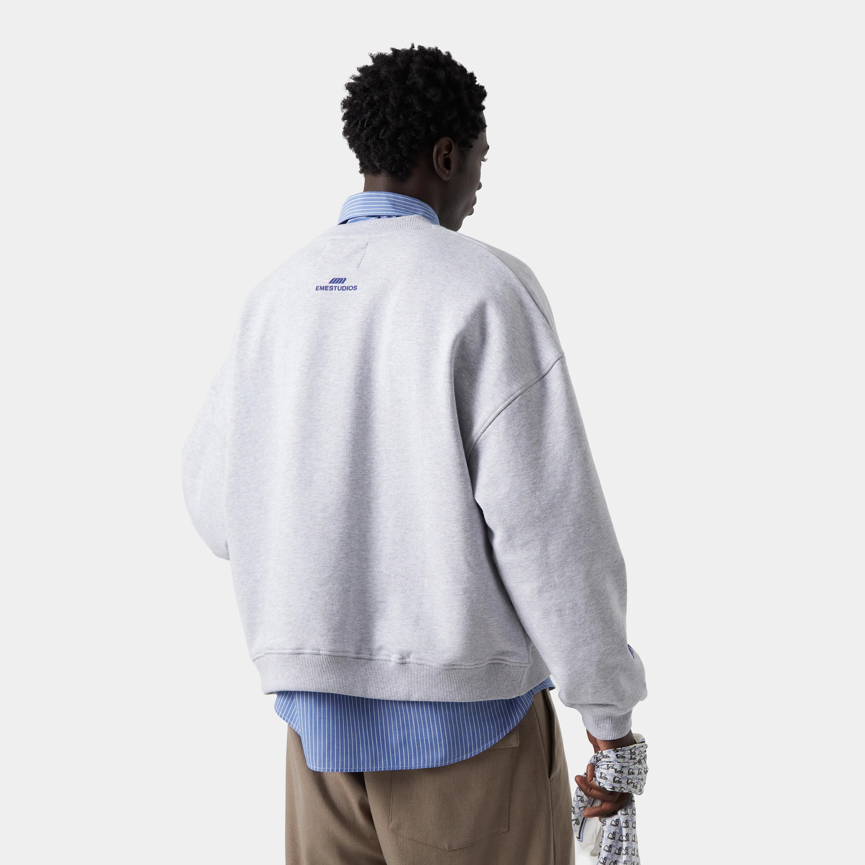 Mbuddy Grey Oversized Crewneck Sweatshirts eme