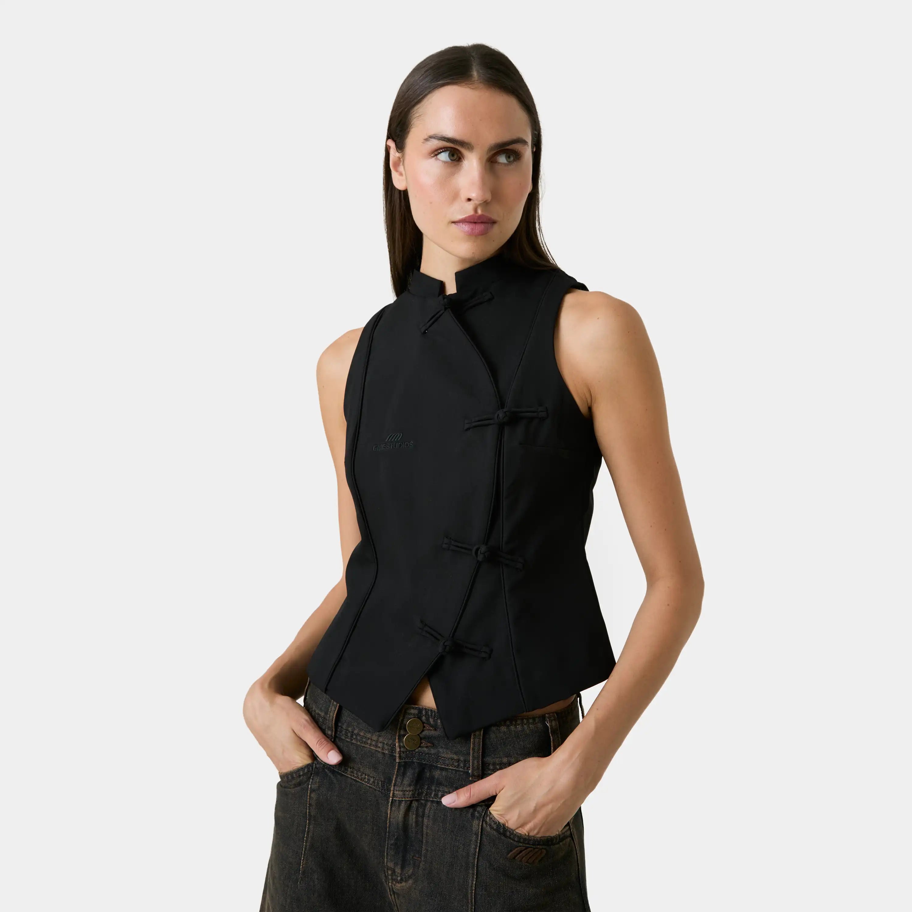 Modesta Black Vest Woman T-Shirts Eme Studios