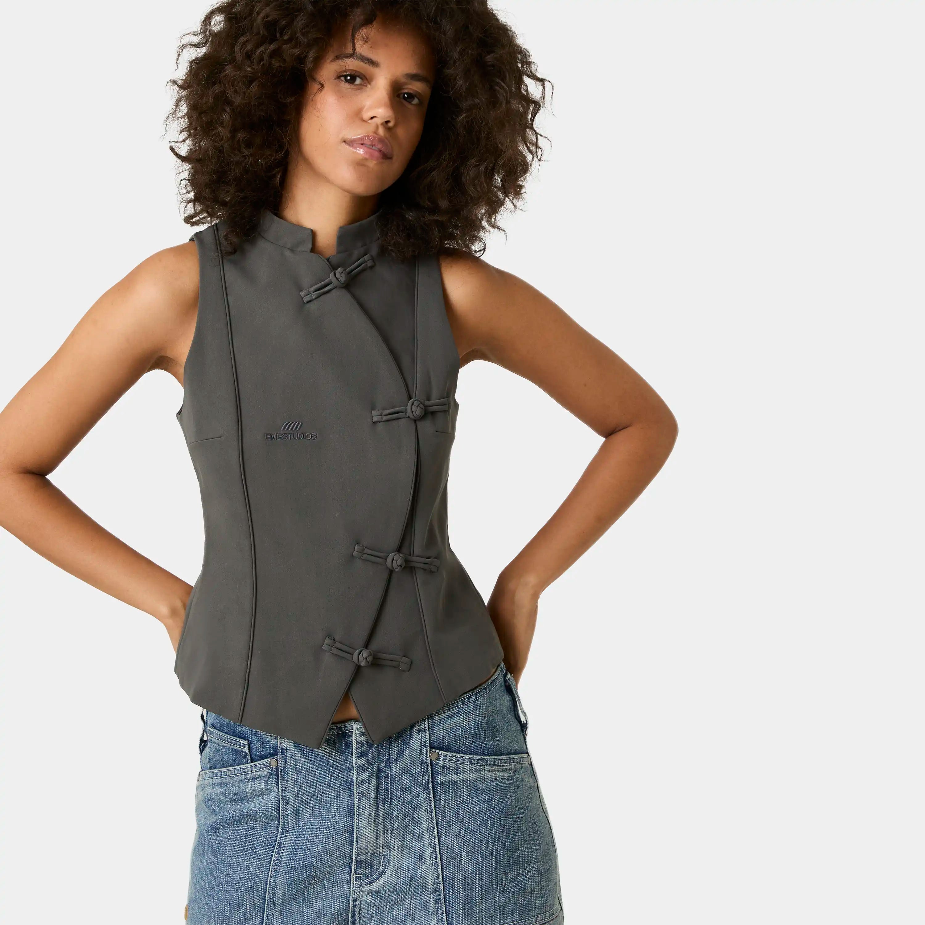 Modesta Heather Grey Vest Woman T-Shirts Eme Studios