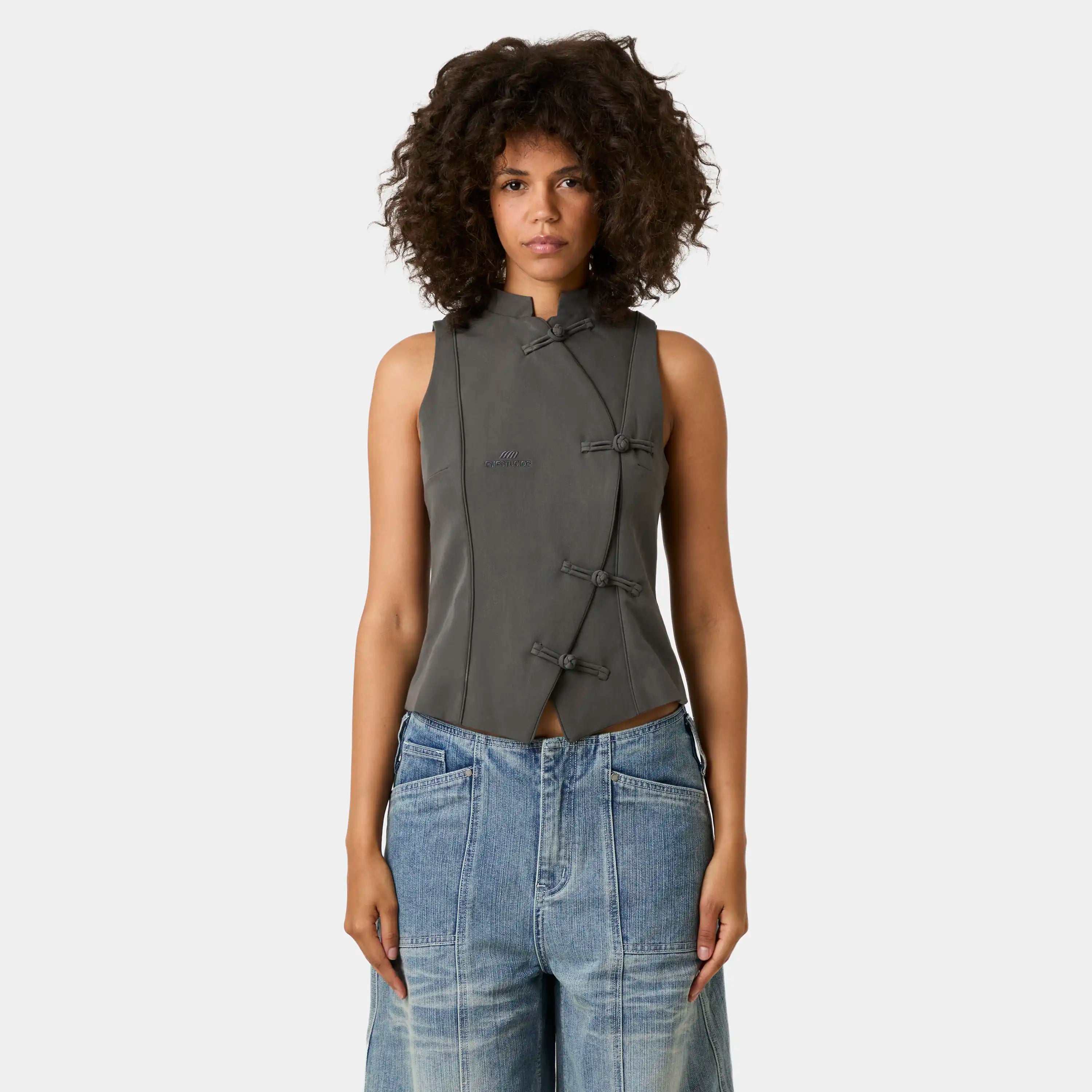 Modesta Heather Grey Vest Woman T-Shirts Eme Studios