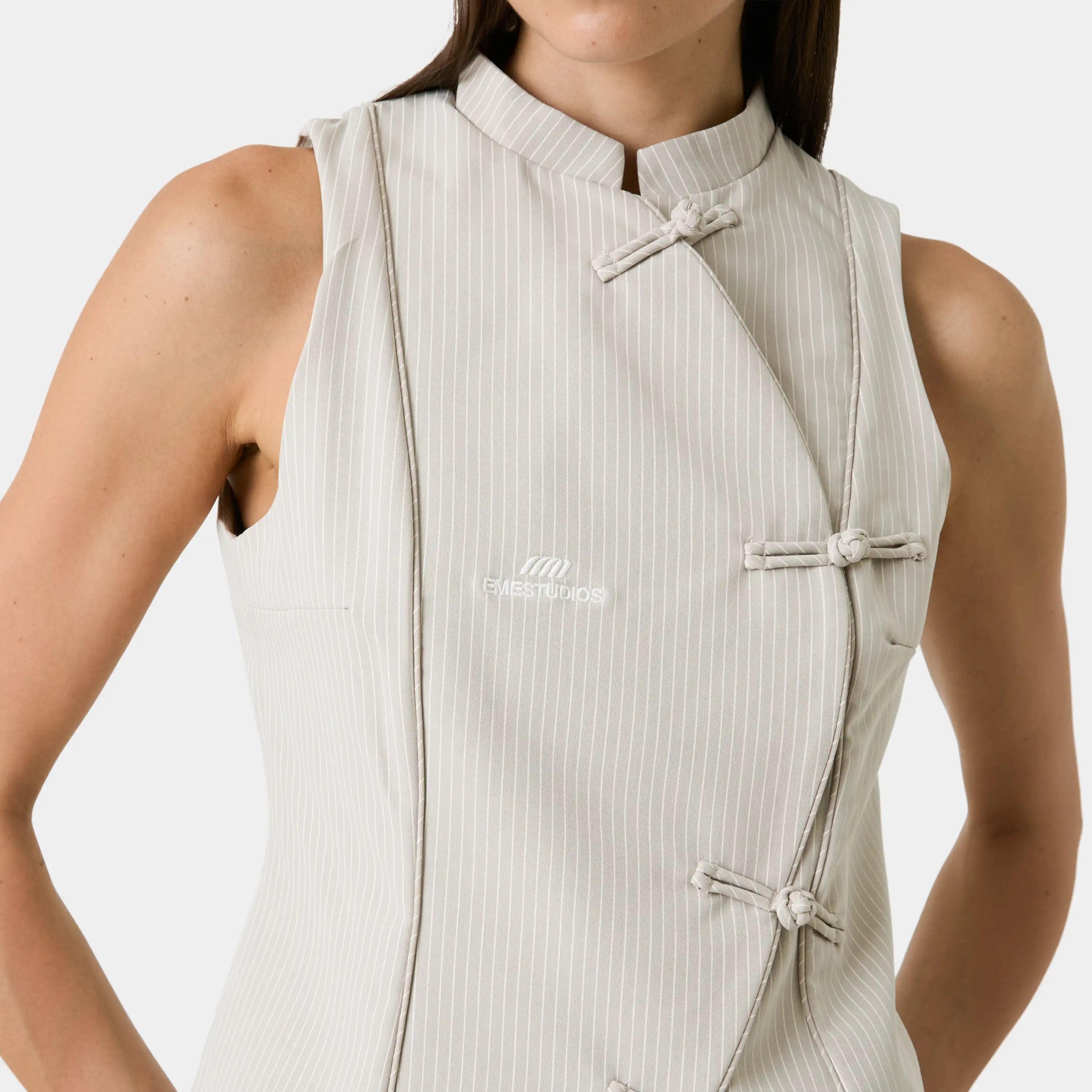 Modesta Off Sand Striped Vest Woman T-Shirts Eme Studios