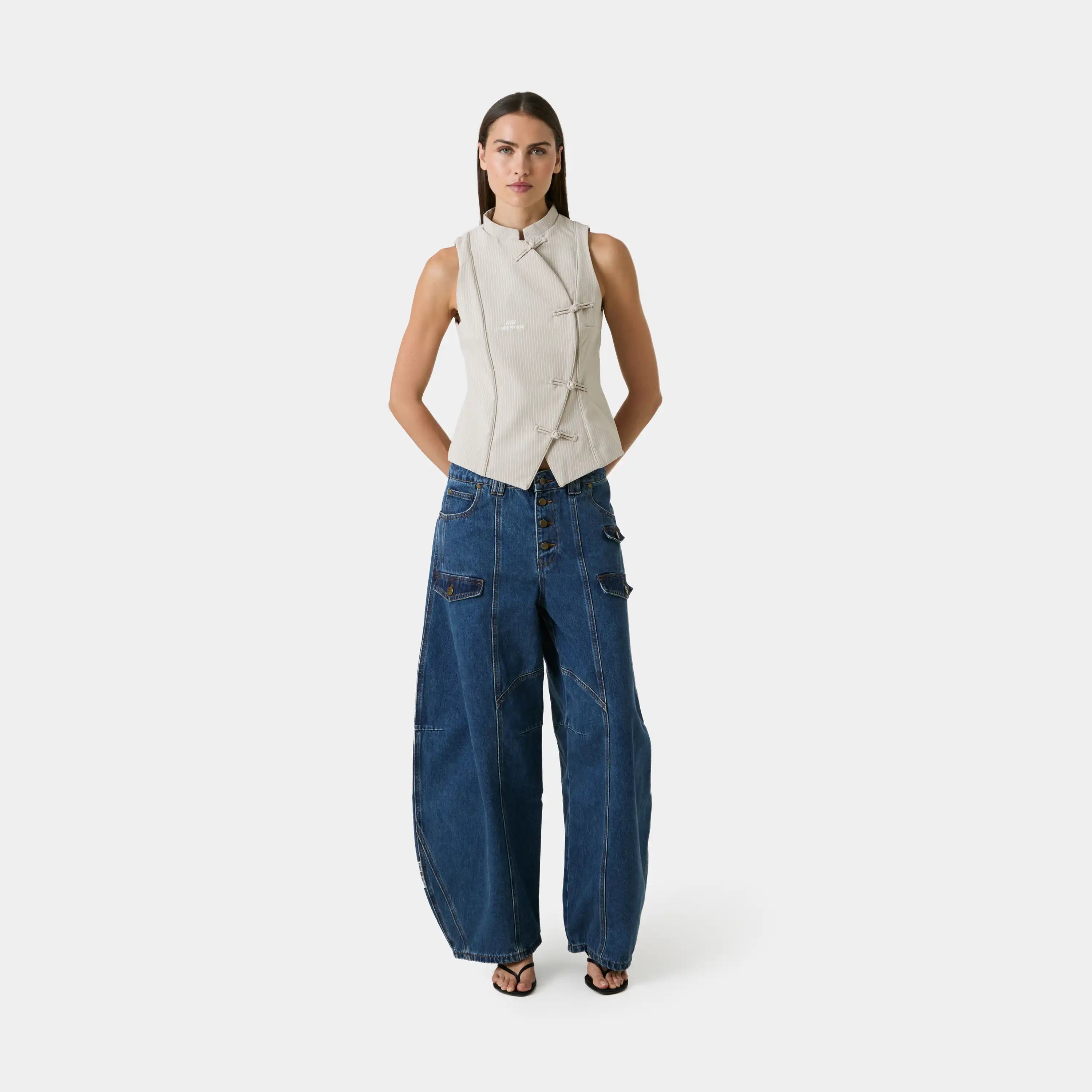 Modesta Off Sand Striped Vest Woman T-Shirts Eme Studios