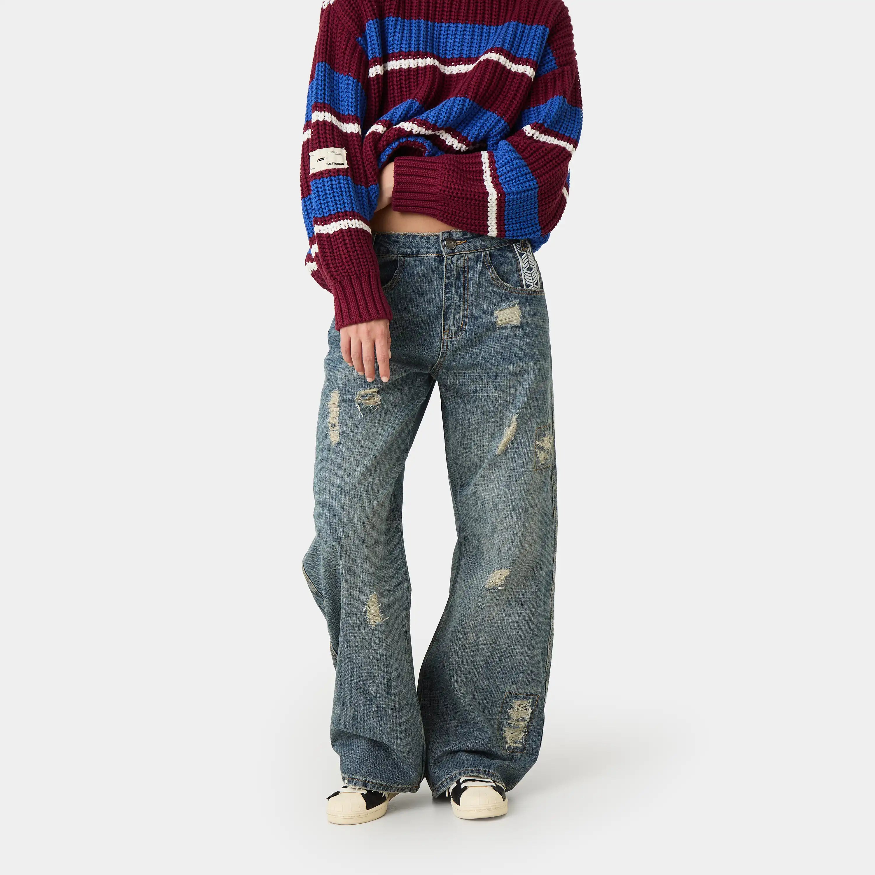 Morgan Blue Balloon Denim Pants Pants Eme Studios