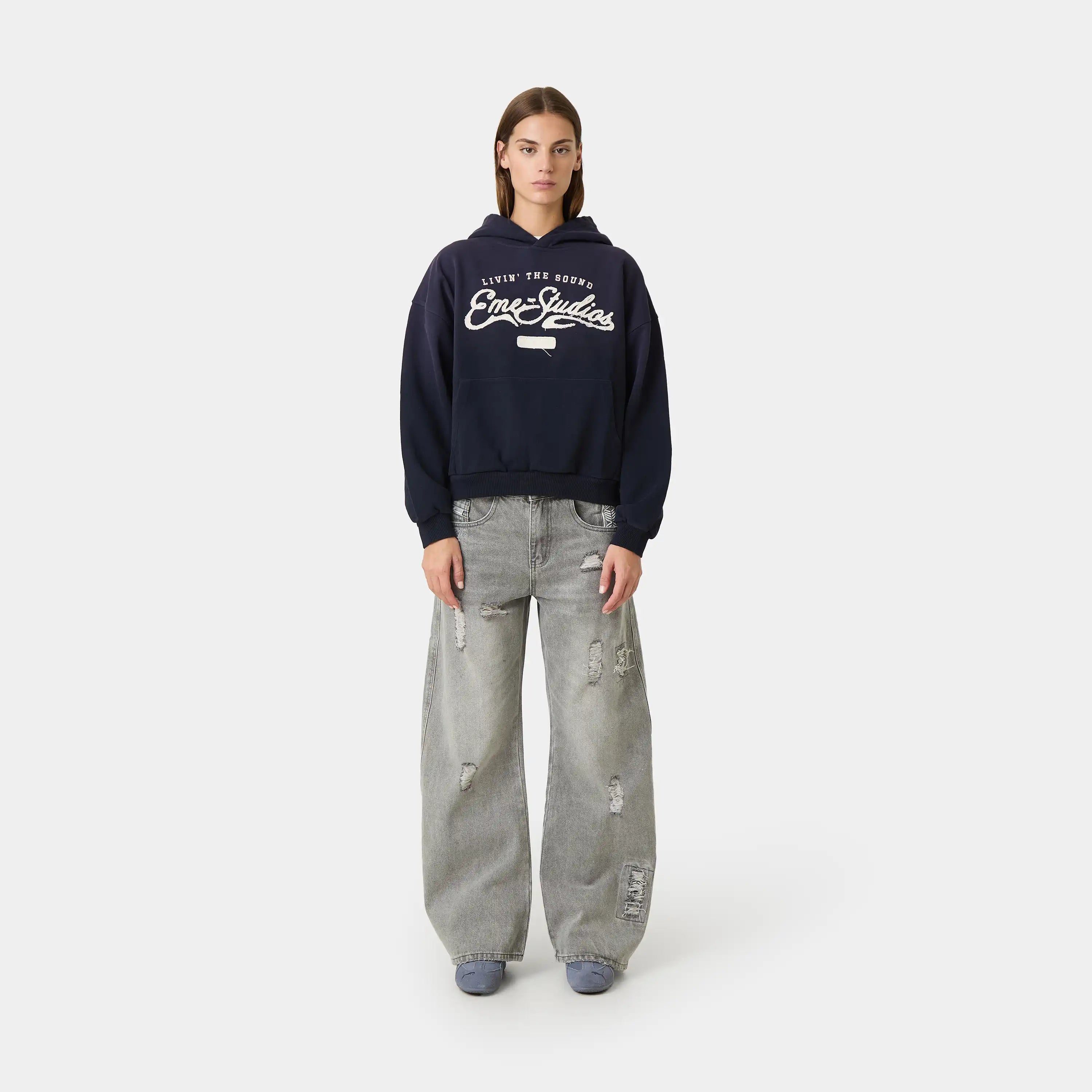 Morgan Grey Balloon Denim Pants Pants Eme Studios