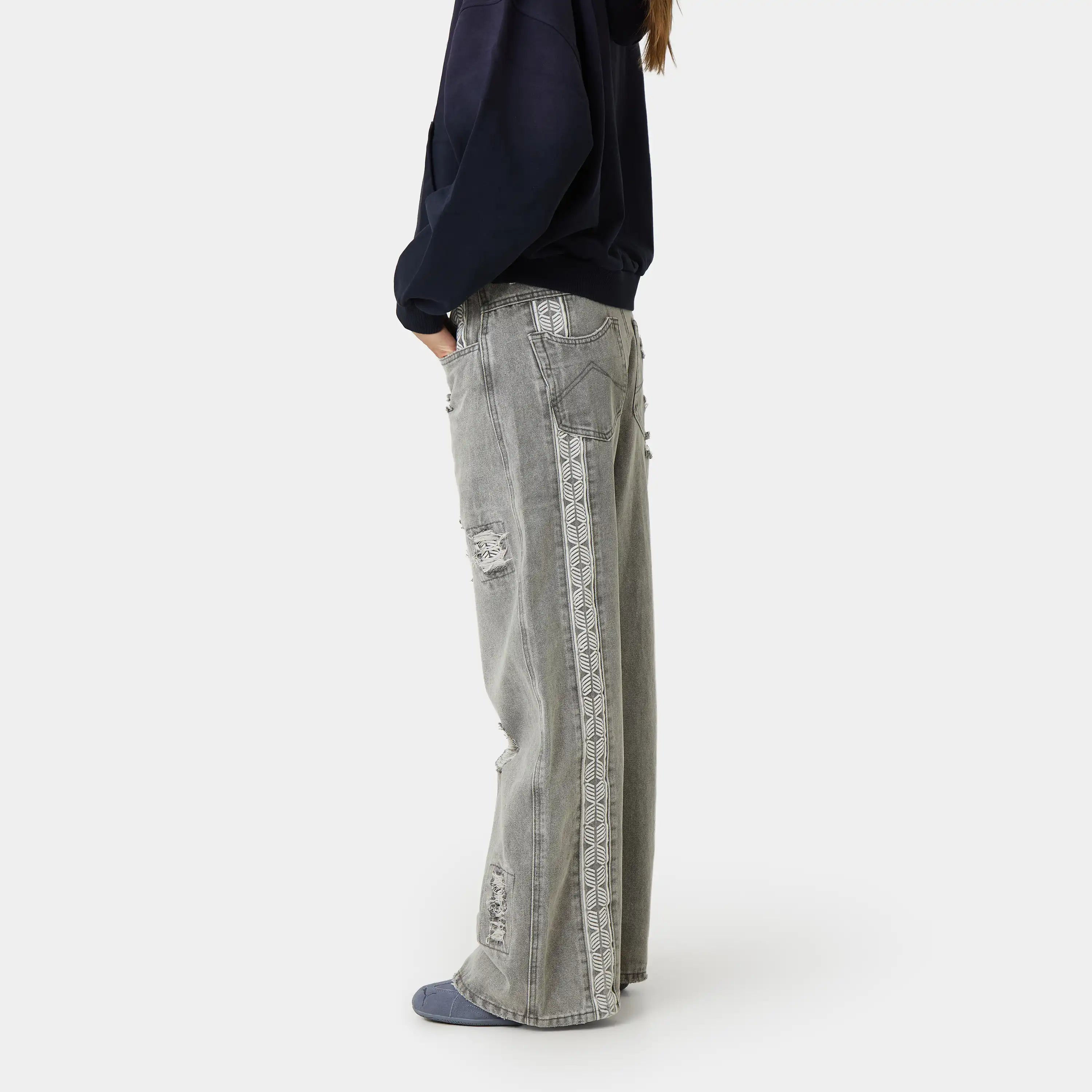 Morgan Grey Balloon Denim Pants Pants Eme Studios