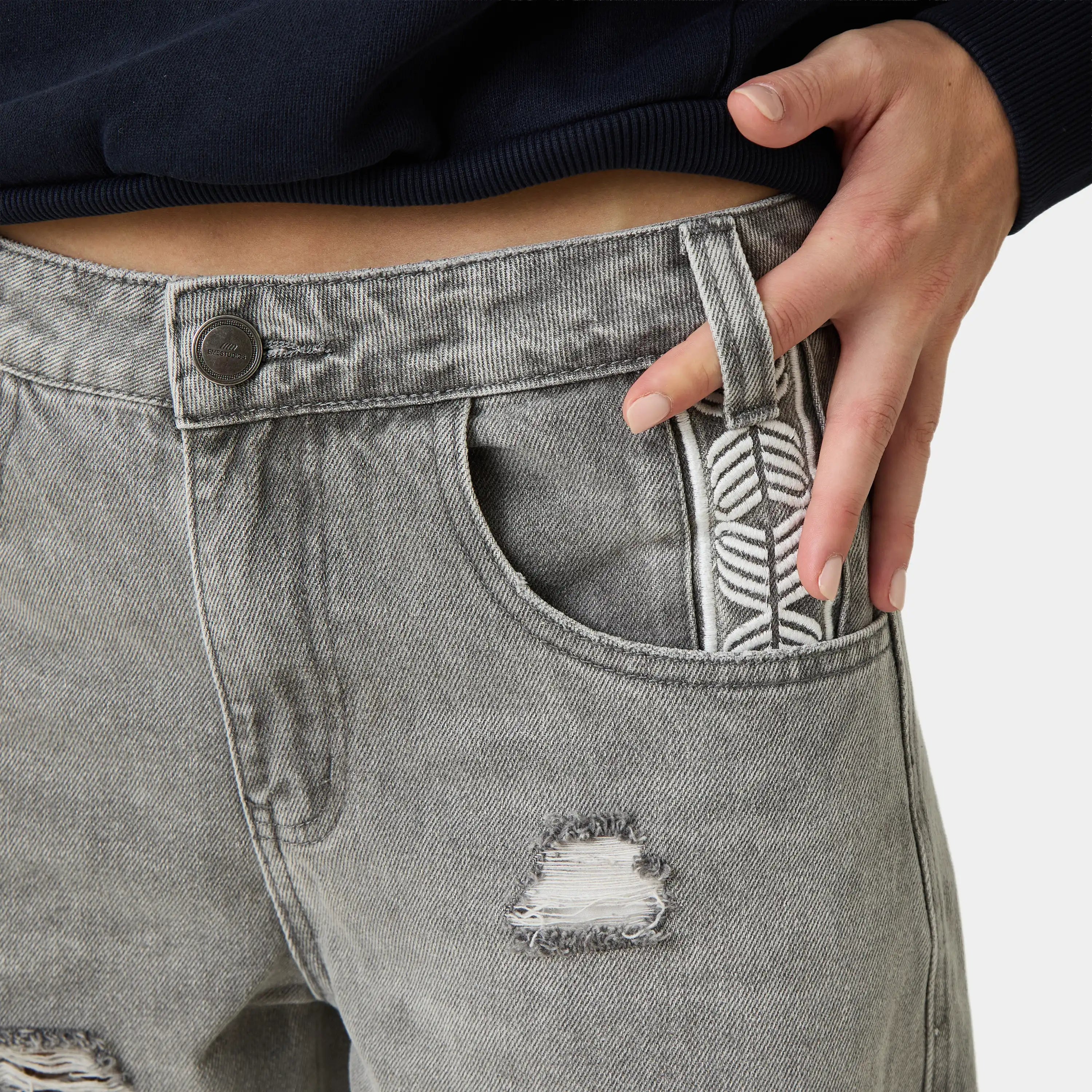 Morgan Grey Balloon Denim Pants Pants Eme Studios