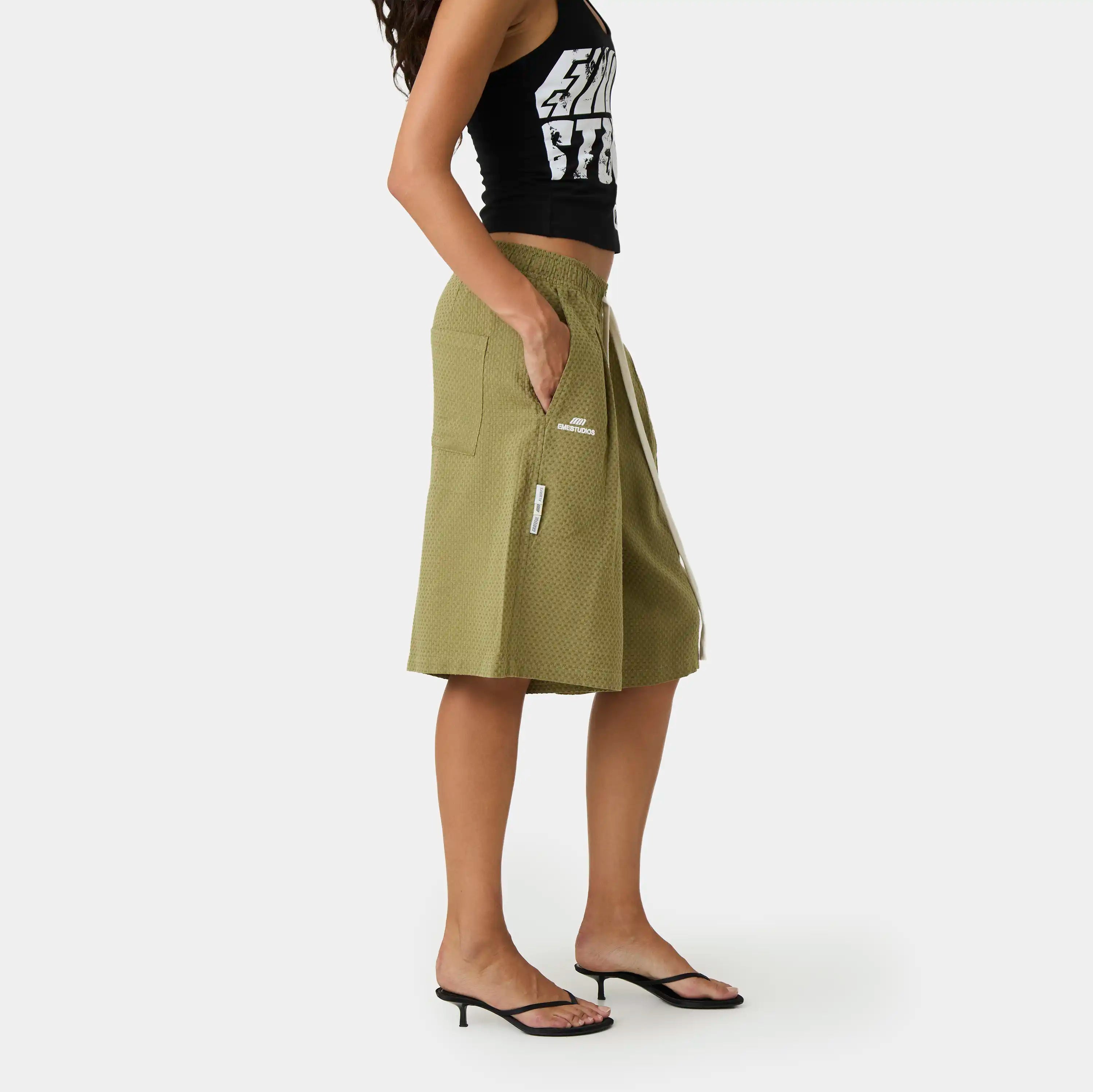 New Casse Forest Waffle Jorts Shorts Eme Studios