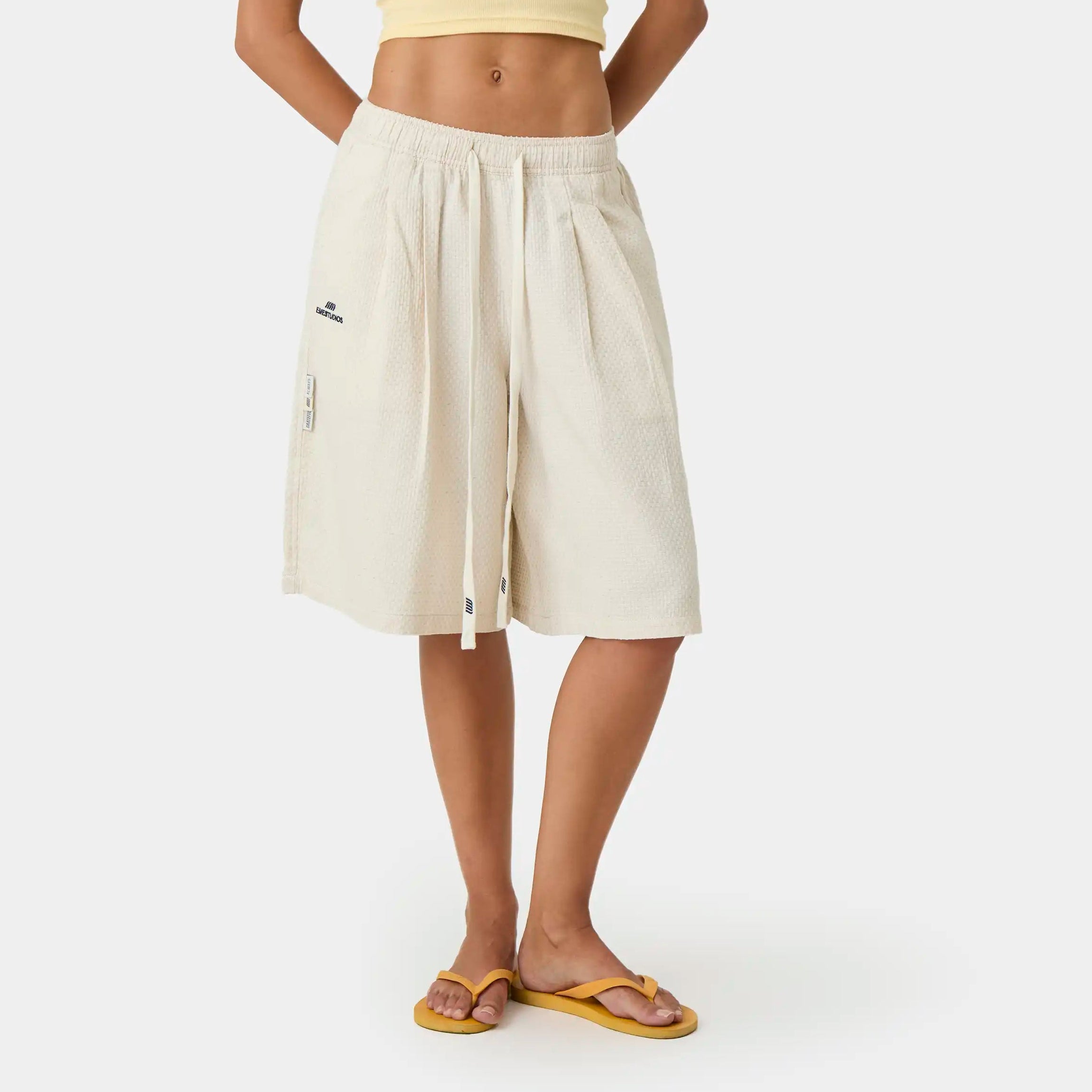 New Casse Off Sand Waffle Jorts Shorts Eme Studios