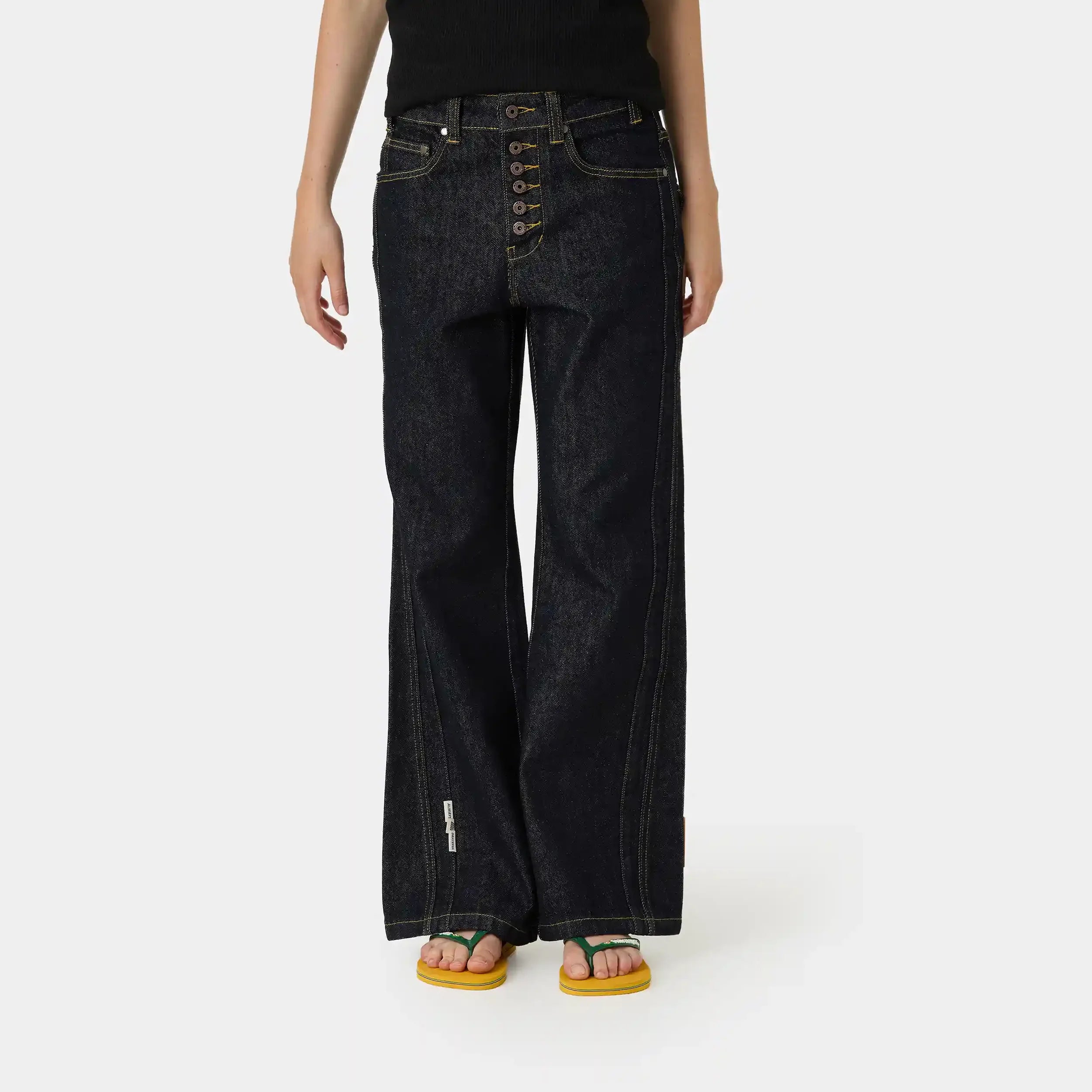 Vitel Flared Raw Denim Pants Pants Eme Studios