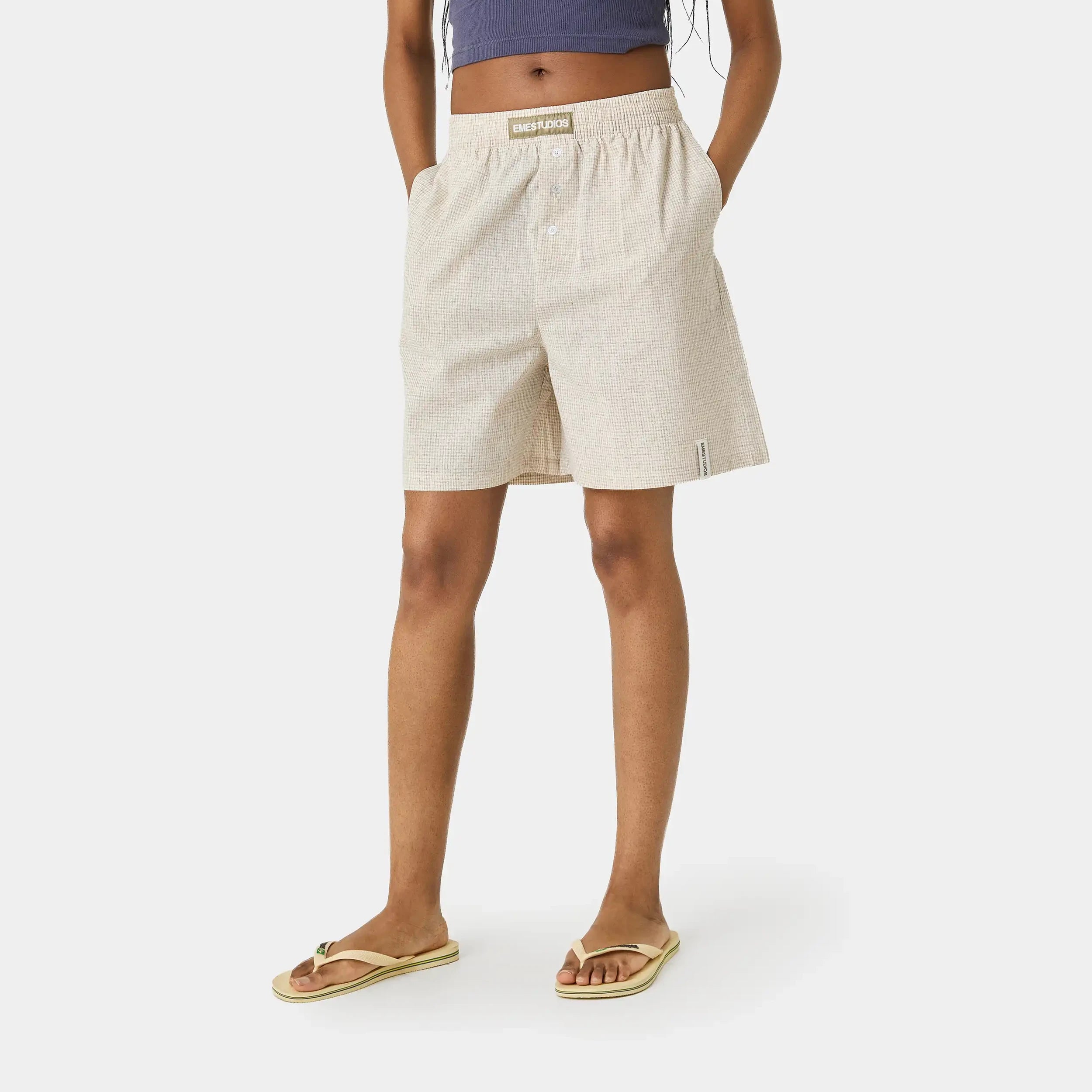Llaut Jammies LS Off Sand Vichy Shorts eme