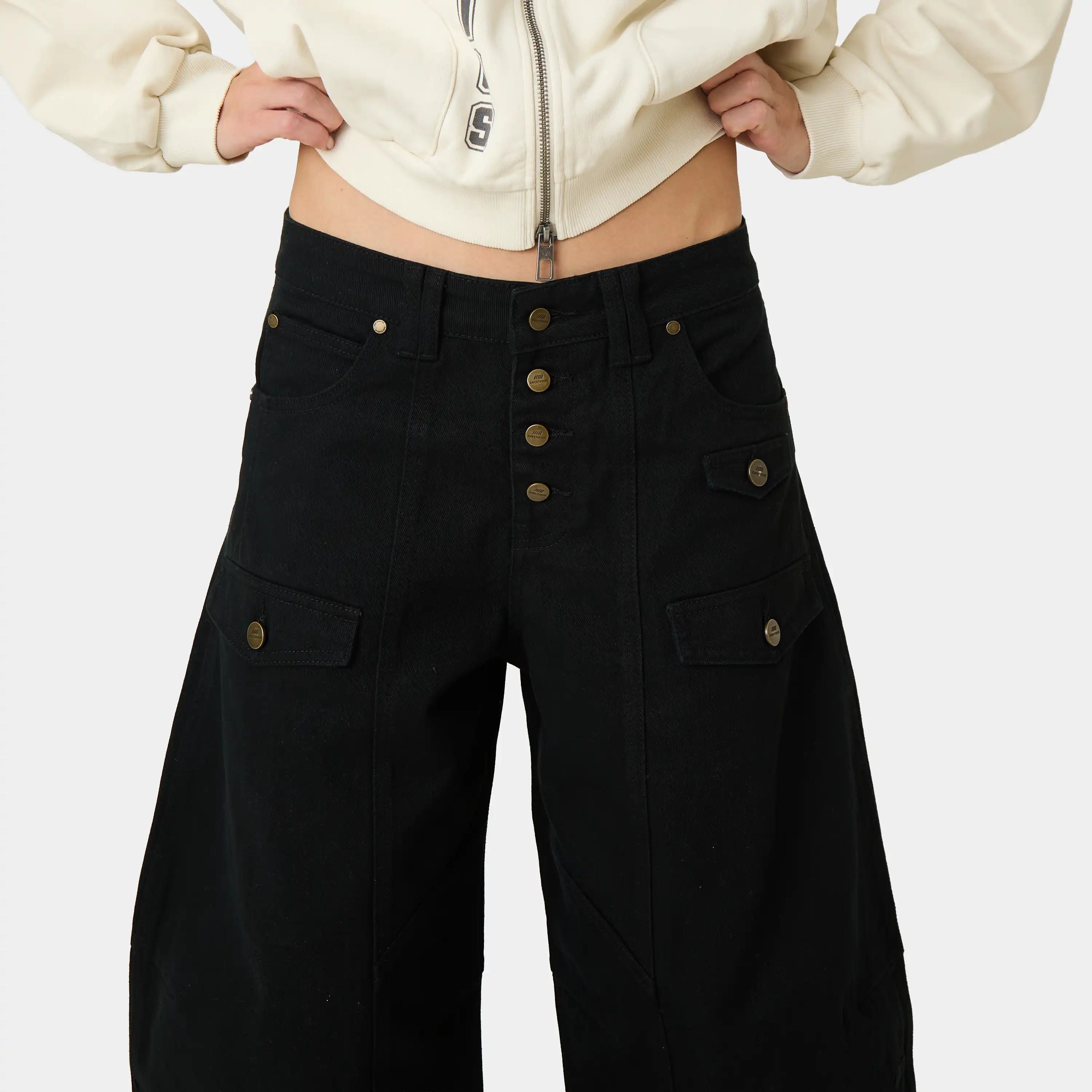 Palais Black Denim Pants Woman Pants Eme Studios