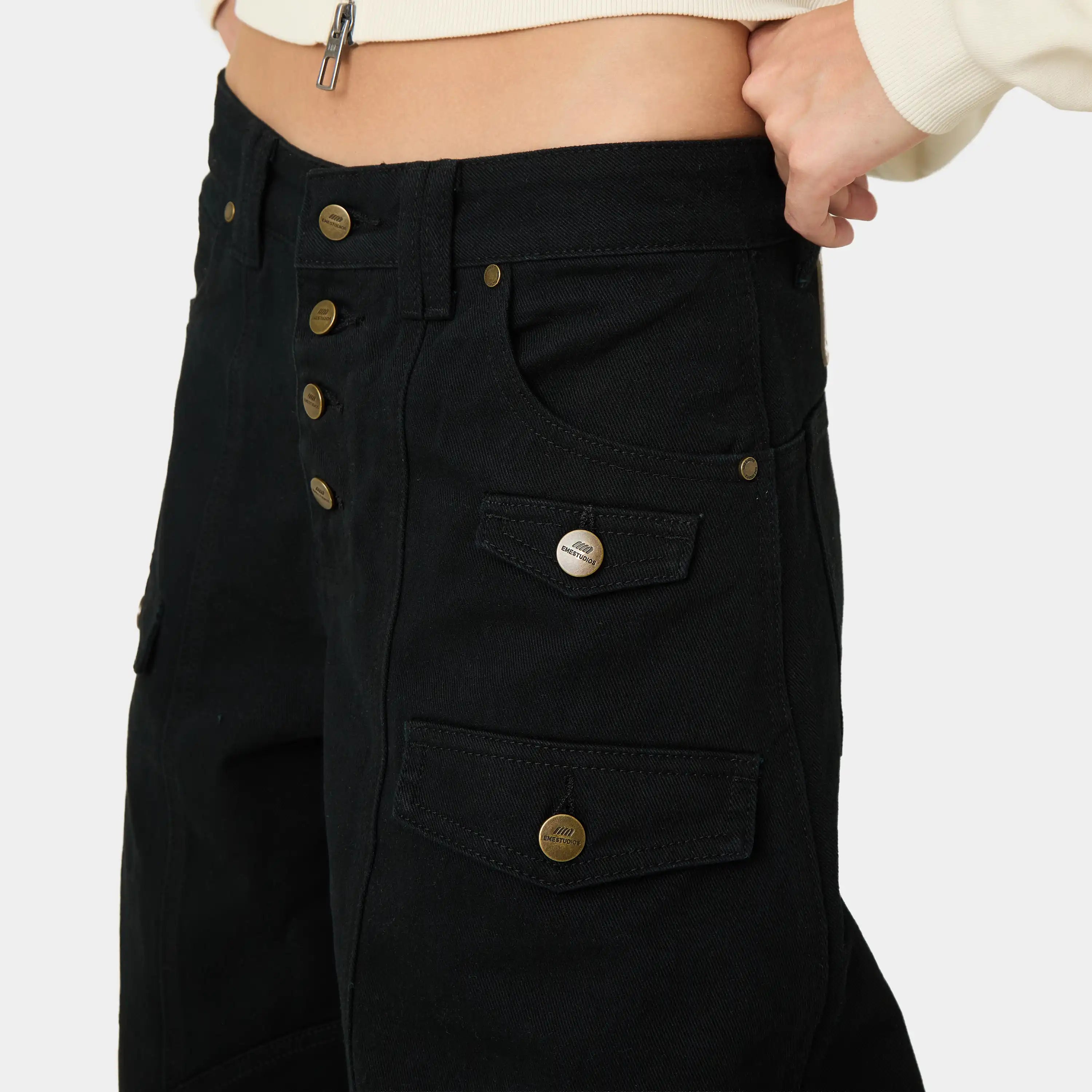 Palais Black Denim Pants Woman Pants Eme Studios
