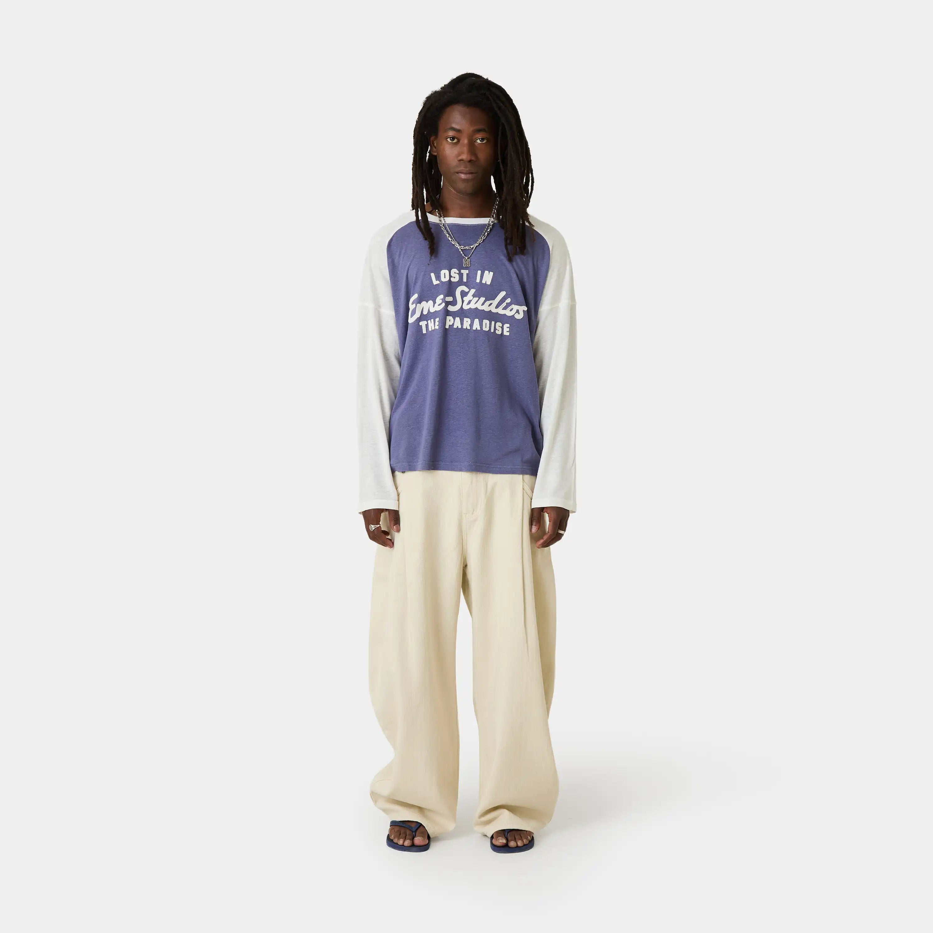 Paradise Navy Long Sleeve T-shirts Eme Studios