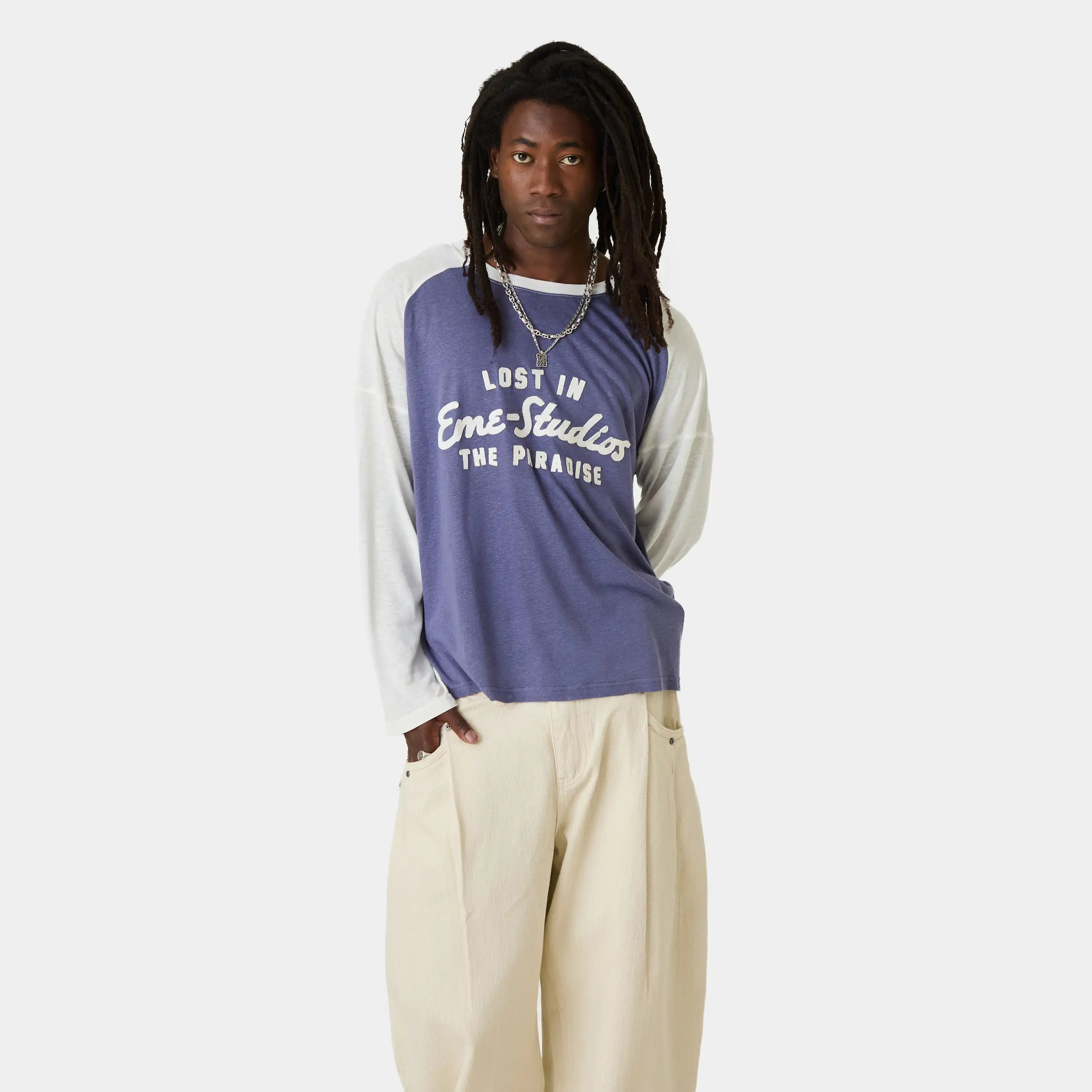 Paradise Navy Long Sleeve T-shirts Eme Studios
