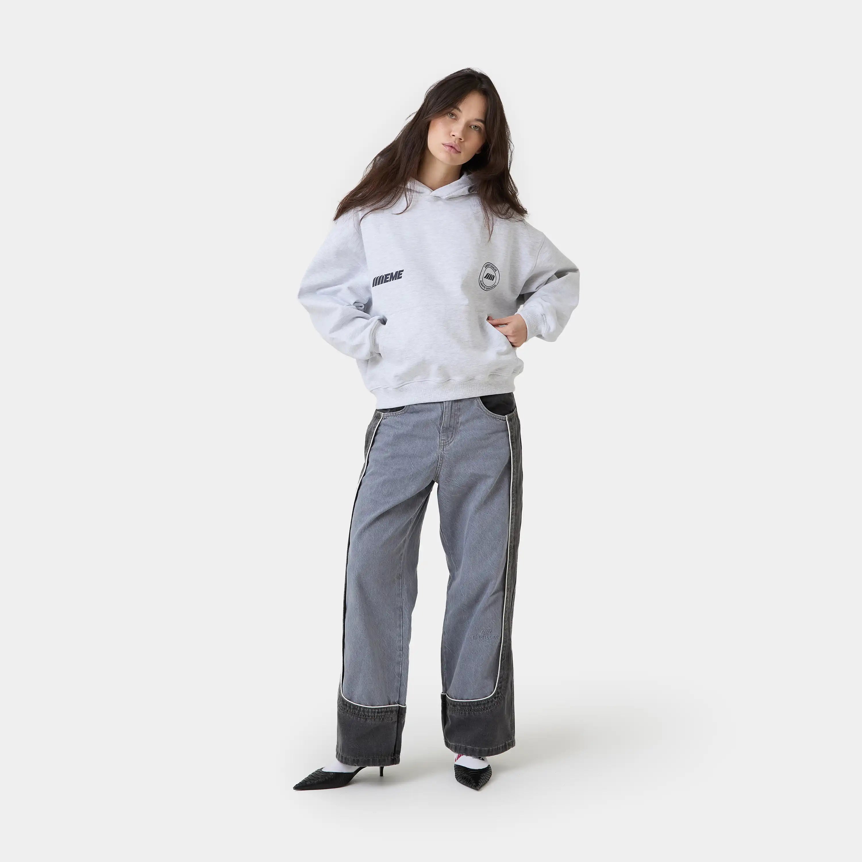 Peyas Heather Grey Oversized Hoodie Hoodies Eme Studios
