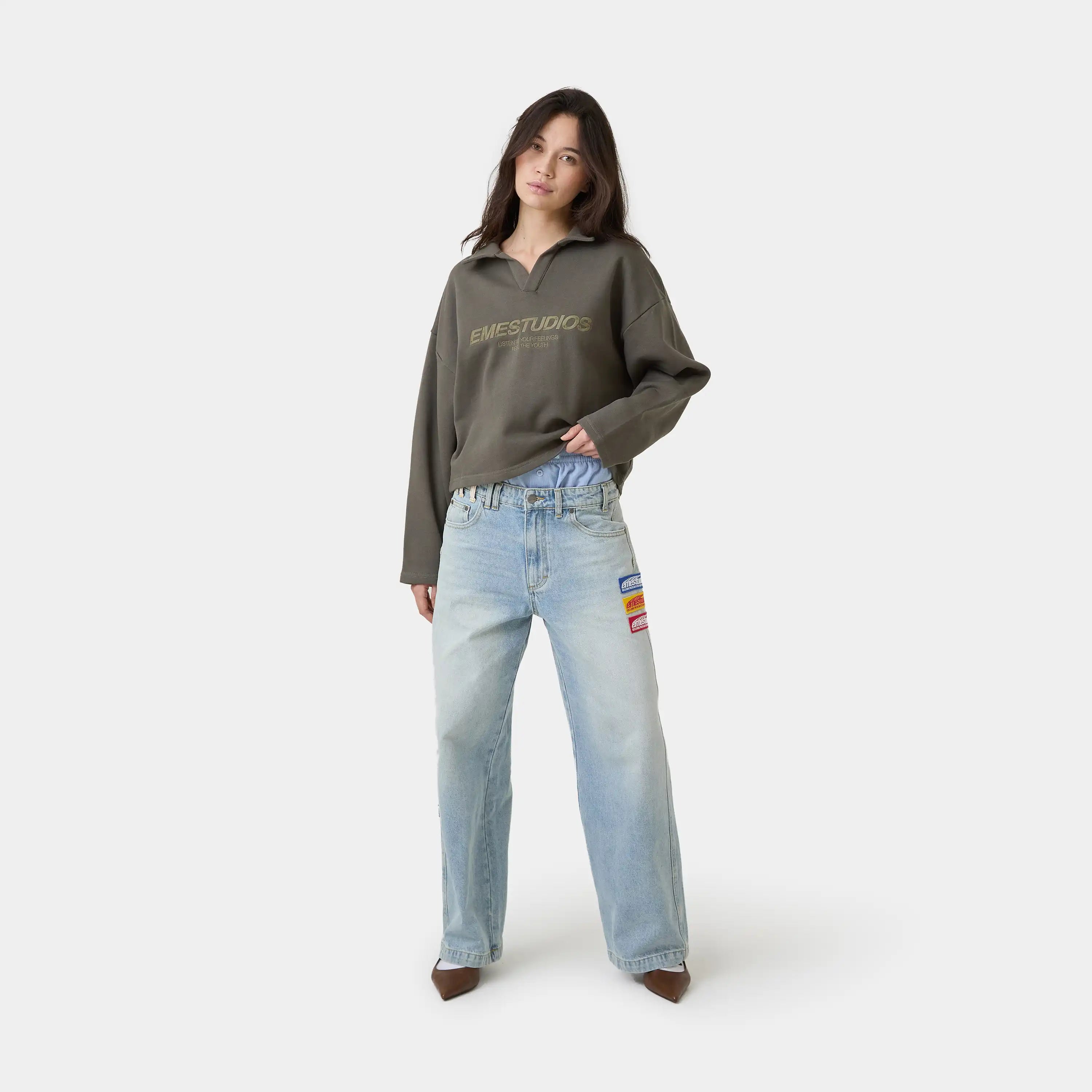 Playtime Olive Polo Crewneck Sweatshirts Eme Studios