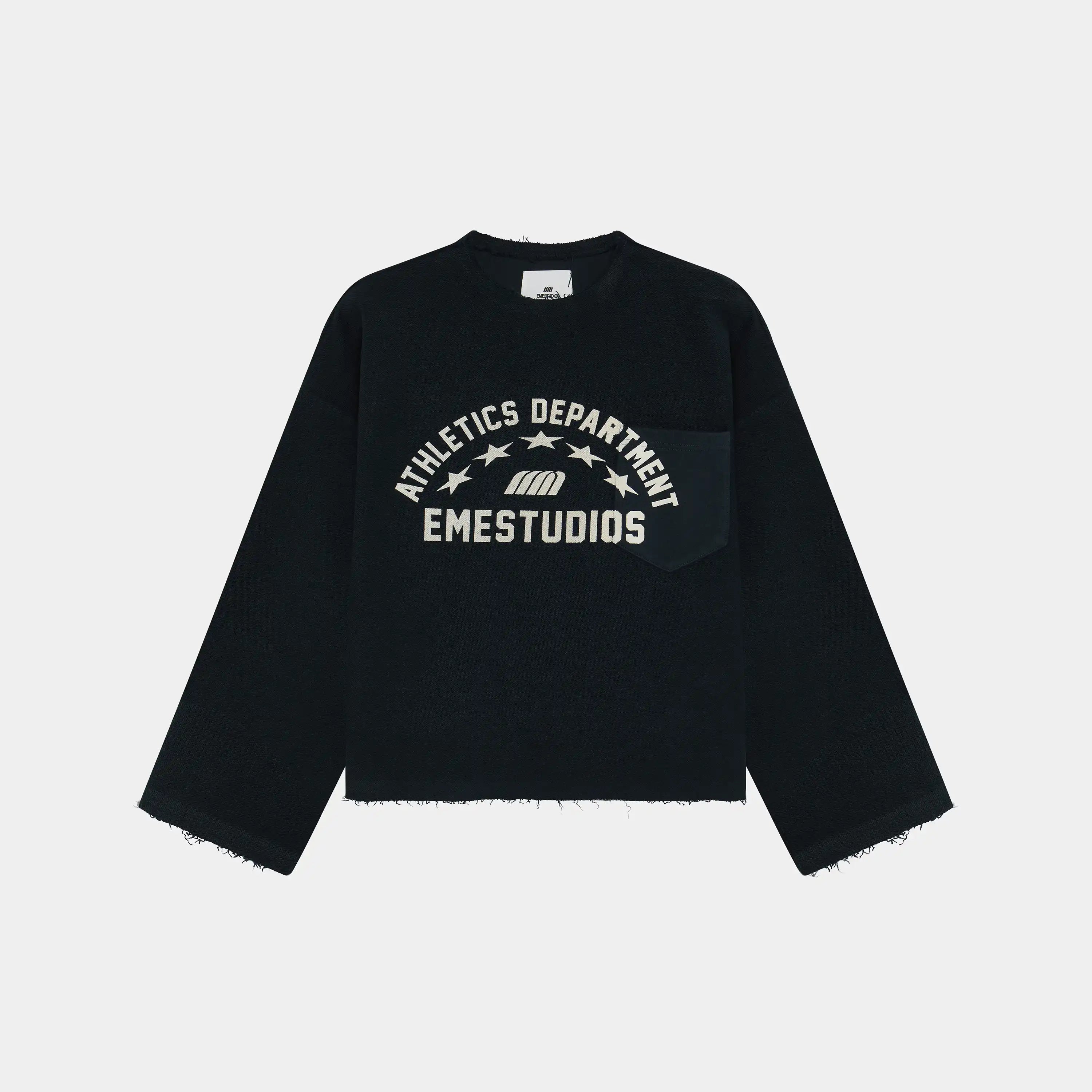 Pocket Navy Reverse Crewneck