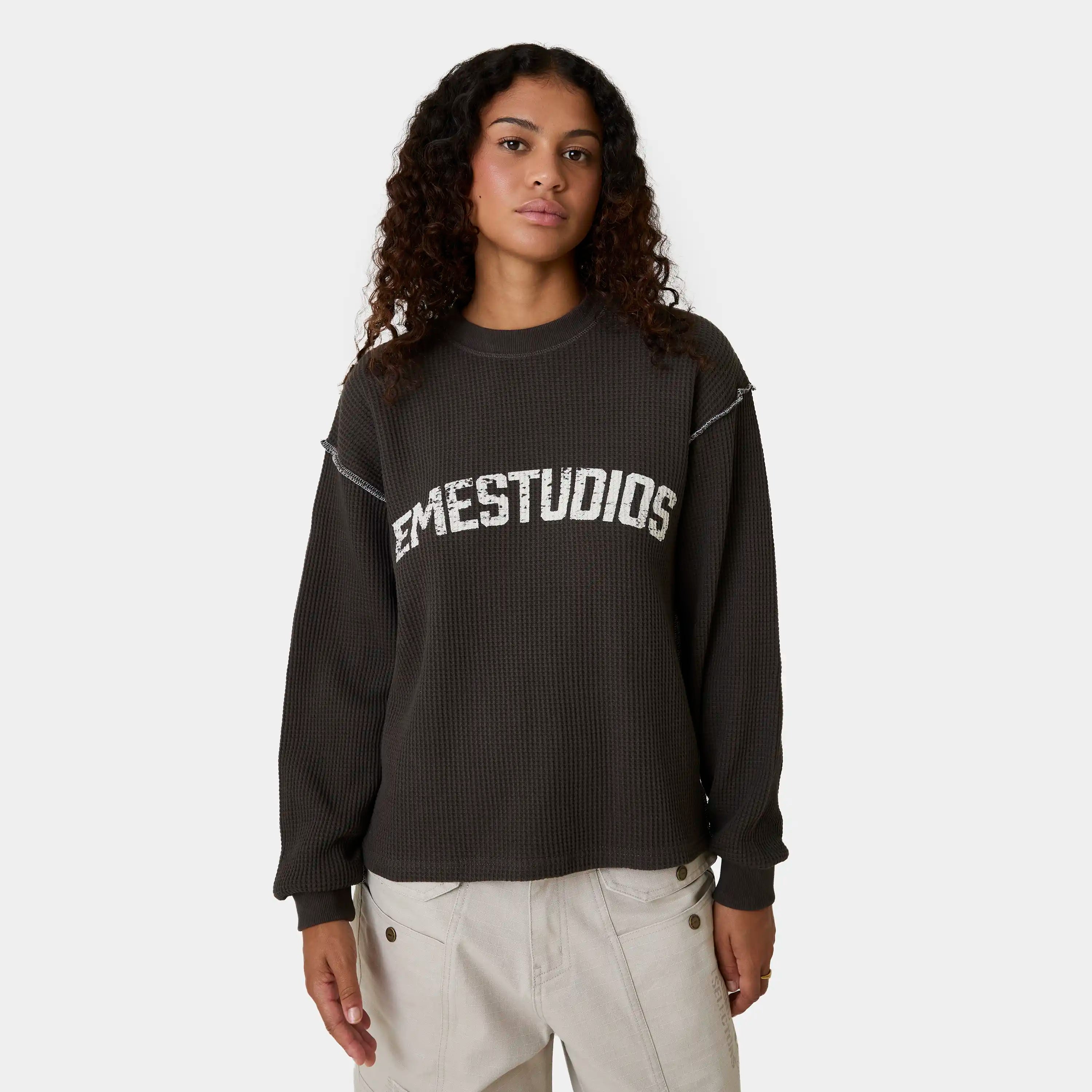 Polly Fawn Waffle Long Sleeve T-shirts Eme Studios