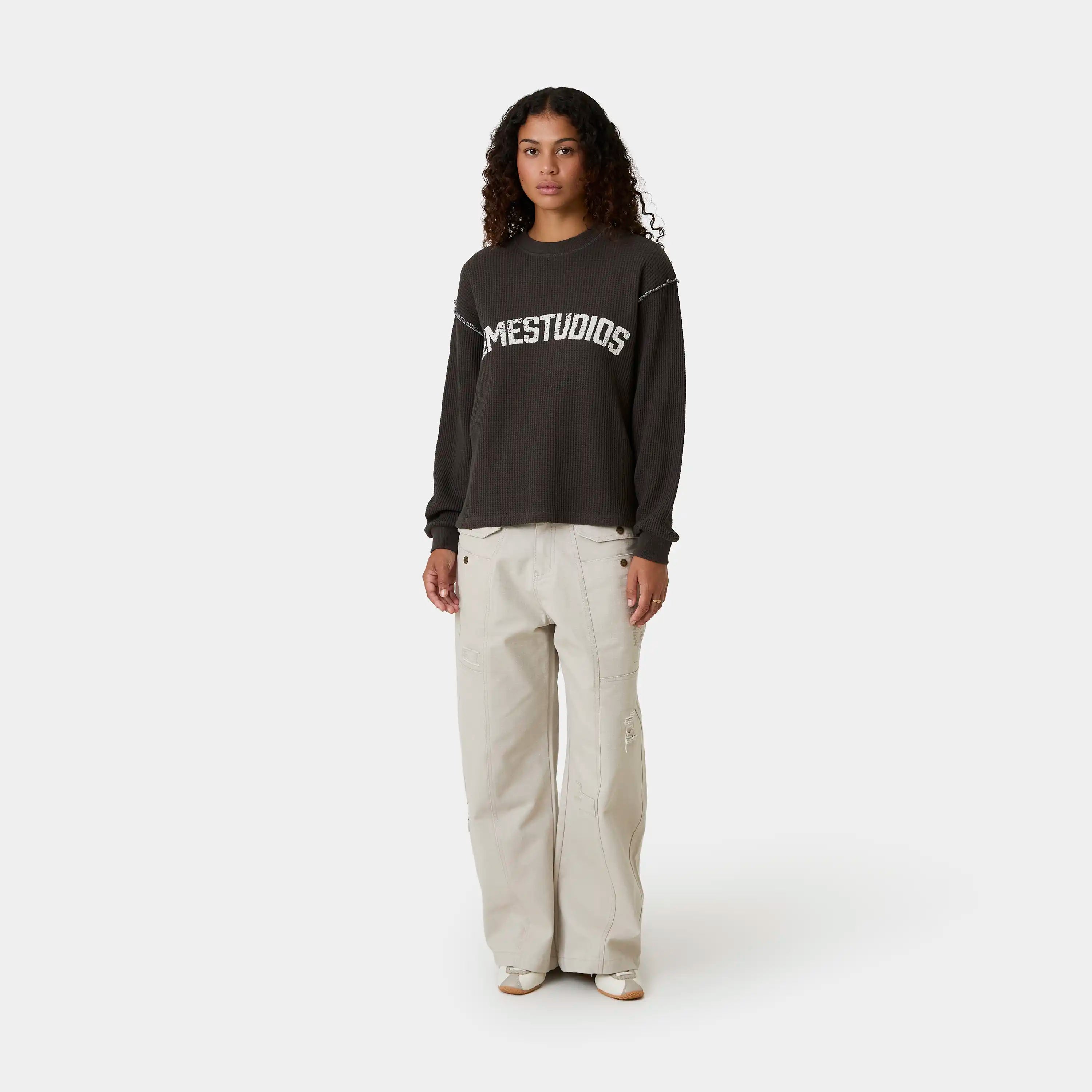 Polly Fawn Waffle Long Sleeve T-shirts Eme Studios