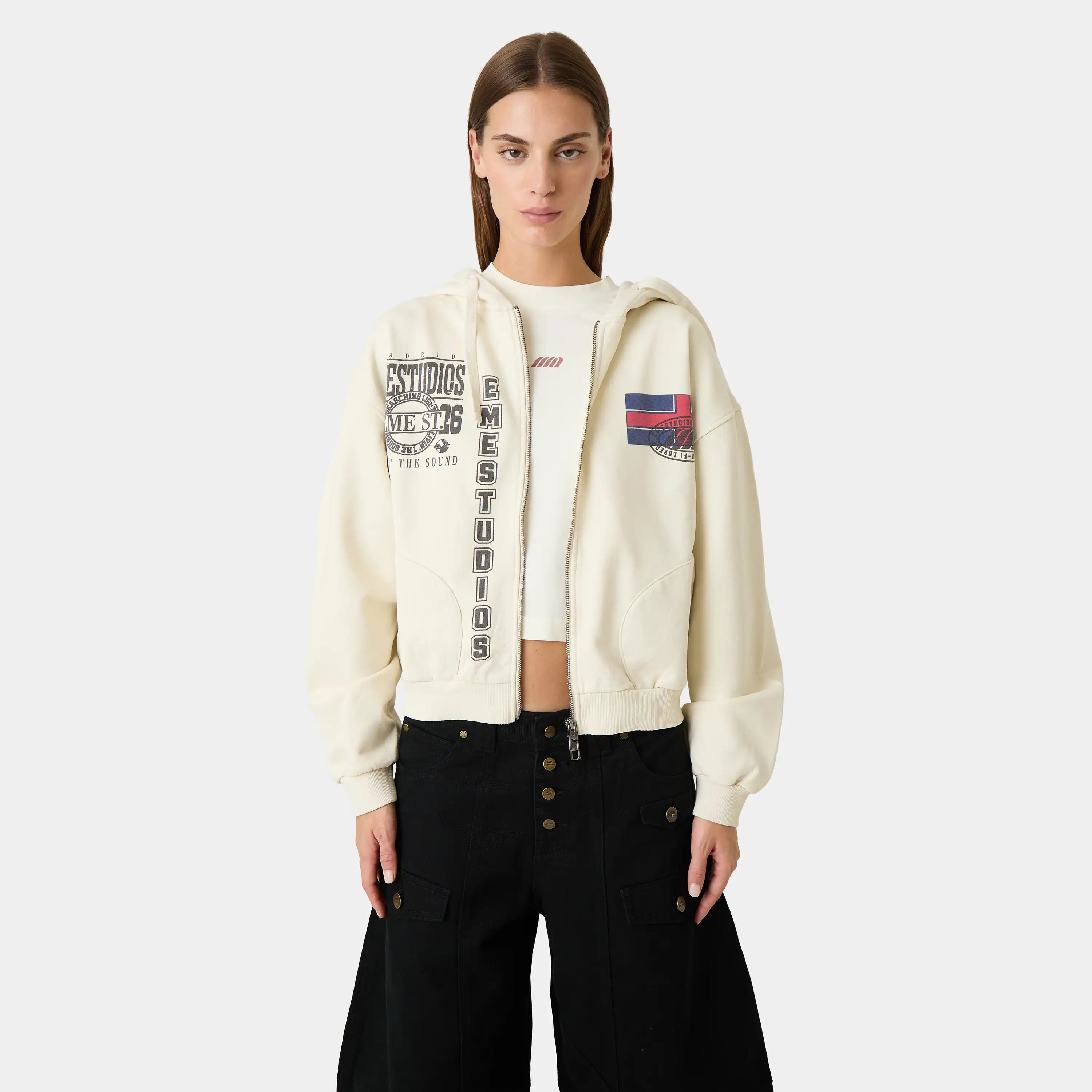Priscila Off Sand Full Zip Hoodies Eme Studios