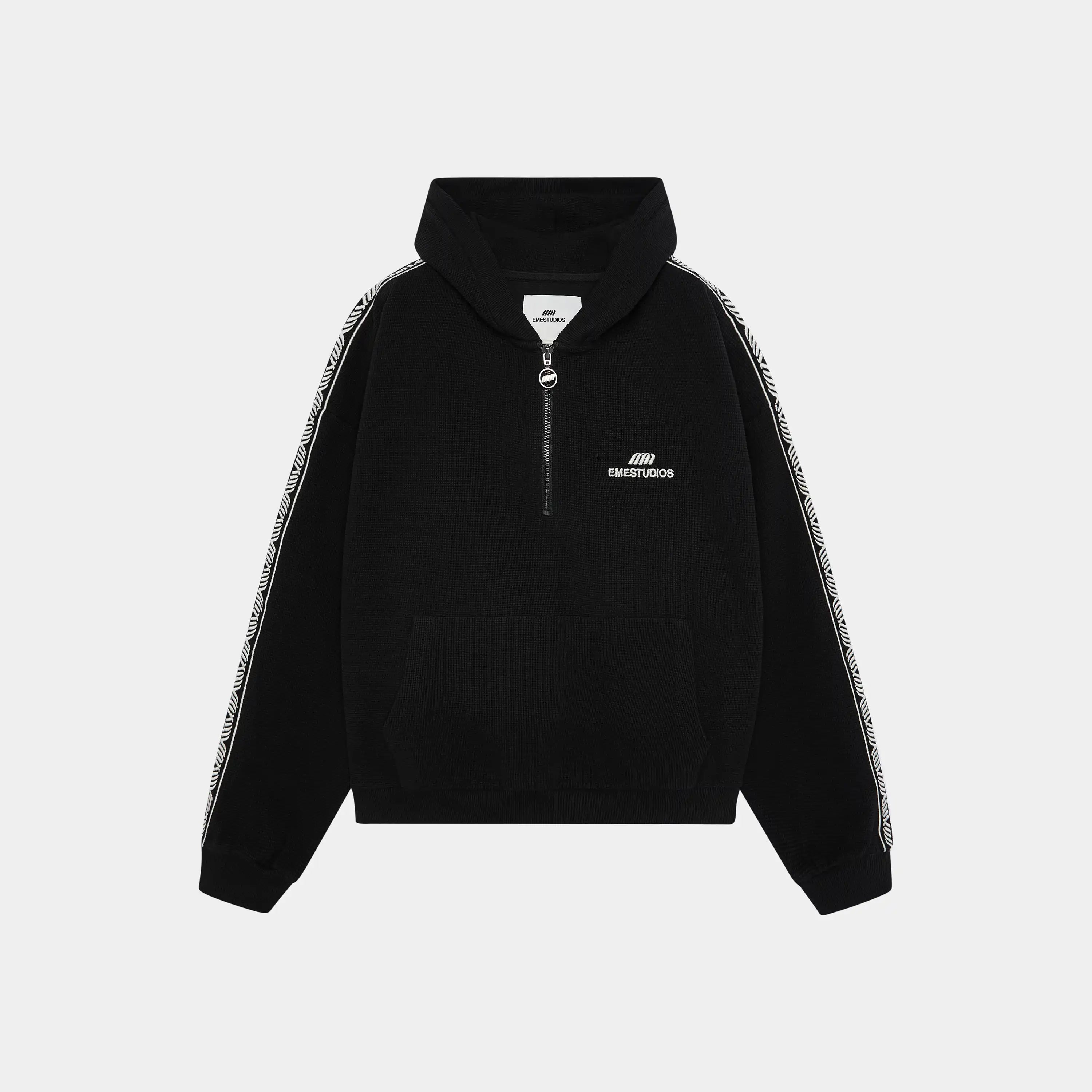 Puller Black Waffle Half Zip Hoodies Eme Studios