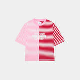 Roguish Fucsia Striped Oversized Tee T-shirts Eme Studios