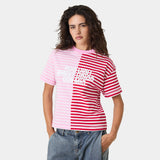 Roguish Fucsia Striped Oversized Tee T-shirts Eme Studios
