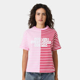 Roguish Fucsia Striped Oversized Tee T-shirts Eme Studios