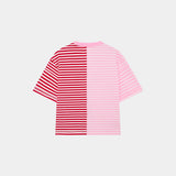 Roguish Fucsia Striped Oversized Tee T-shirts Eme Studios