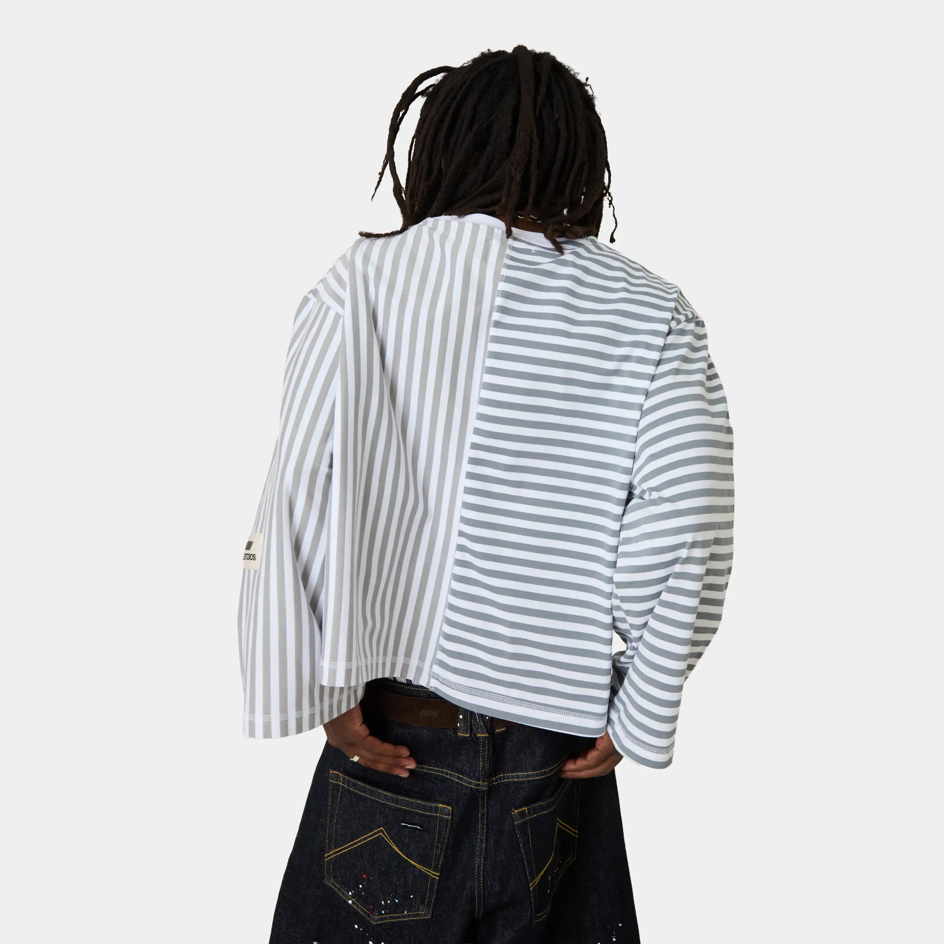 Roguish Heather Grey Striped Long Sleeve T-shirts Eme Studios