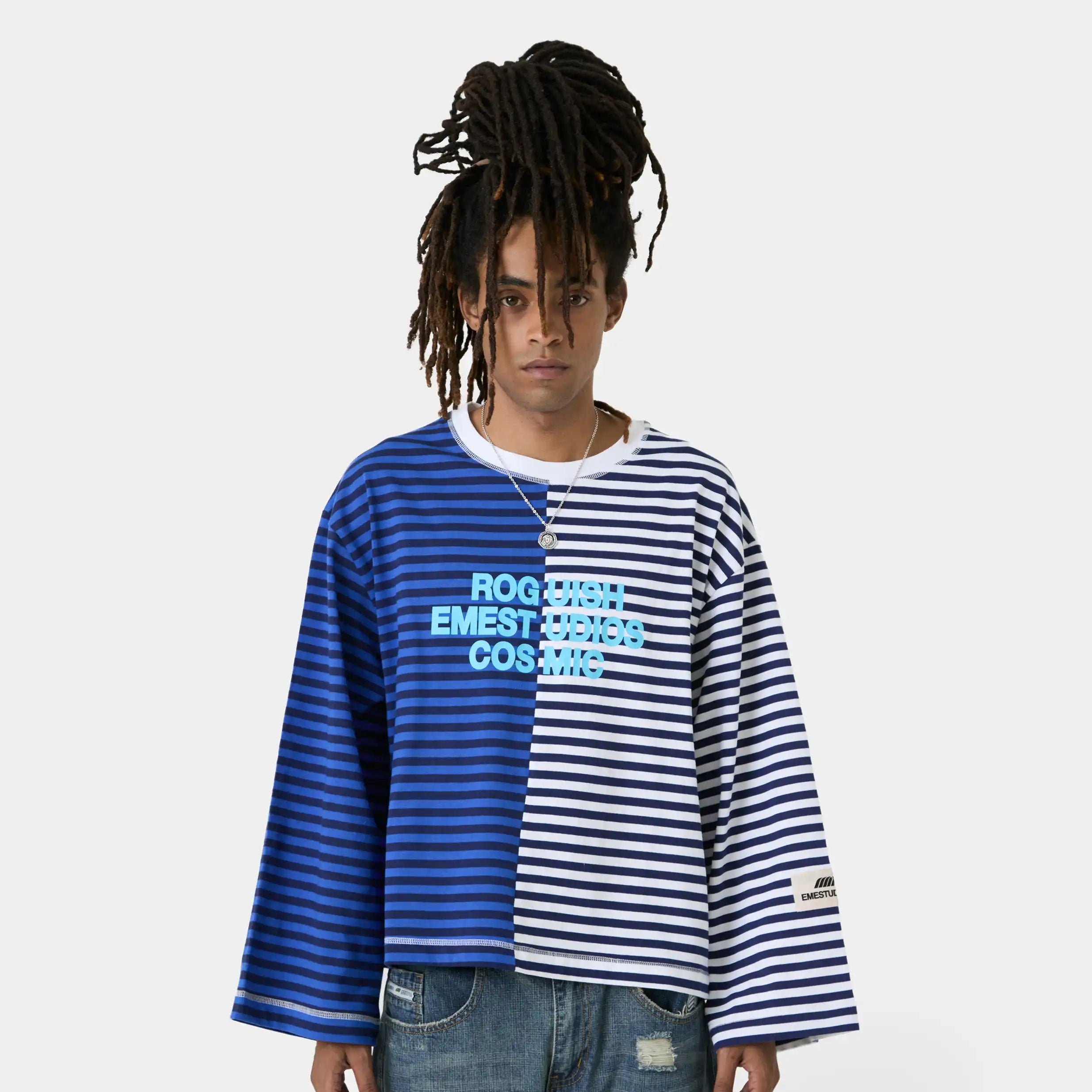 Roguish Sky Striped Long Sleeve T-shirts Eme Studios