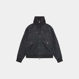 Sess Navy Leather Jacket Outerwear Eme Studios
