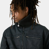Sess Navy Leather Jacket Outerwear Eme Studios