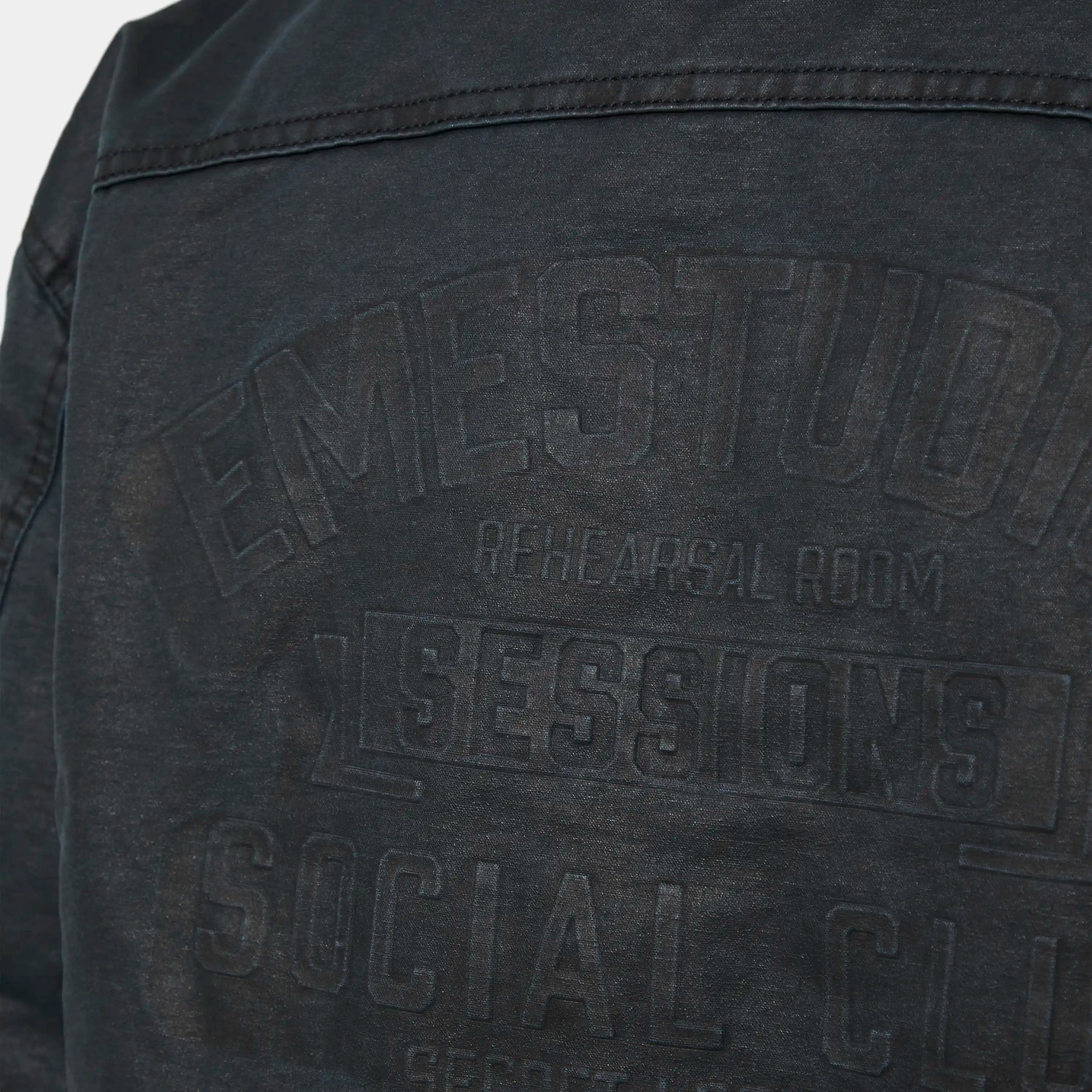 Sess Navy Leather Jacket Outerwear Eme Studios