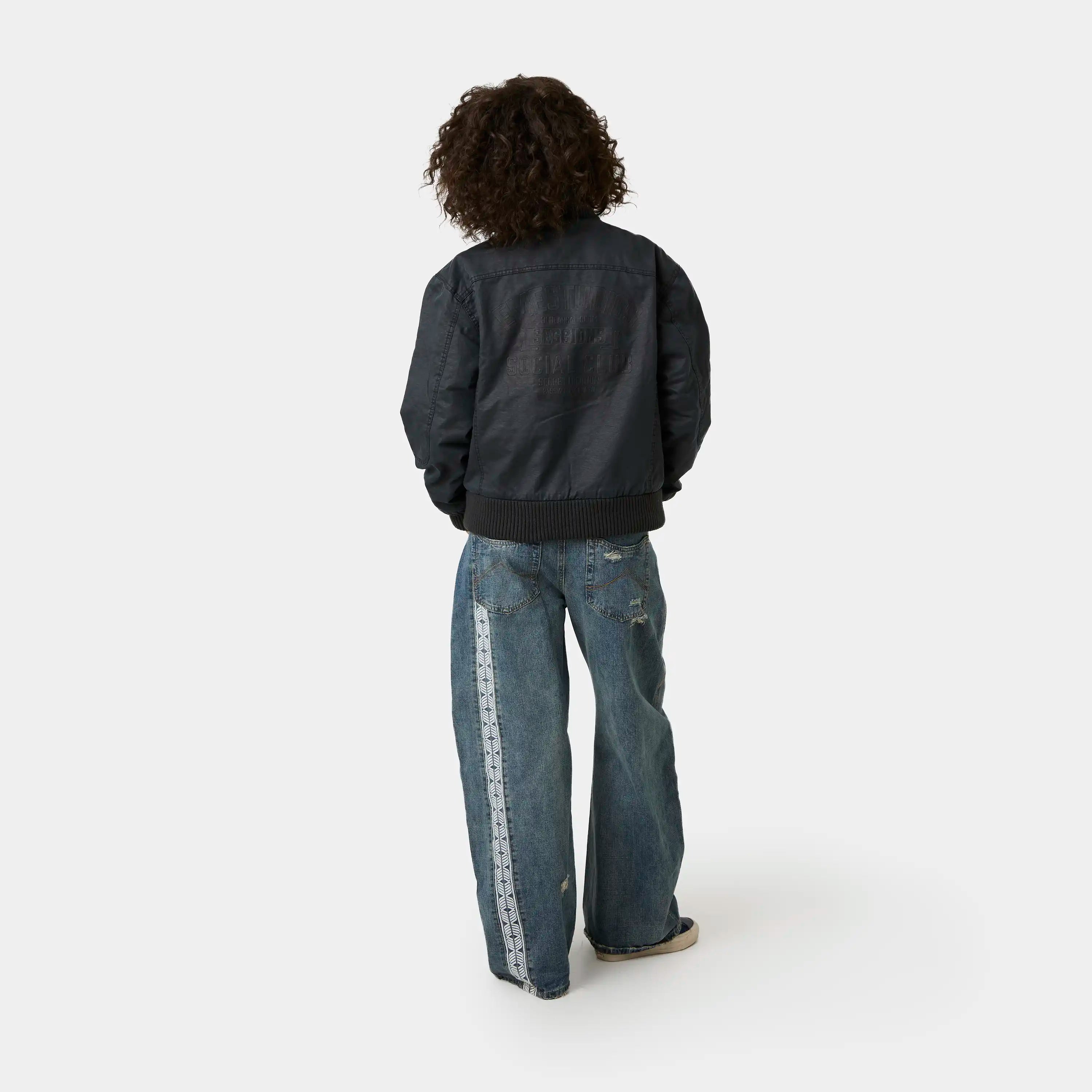 Sess Navy Leather Jacket Outerwear Eme Studios