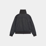 Sess Navy Leather Jacket Outerwear Eme Studios