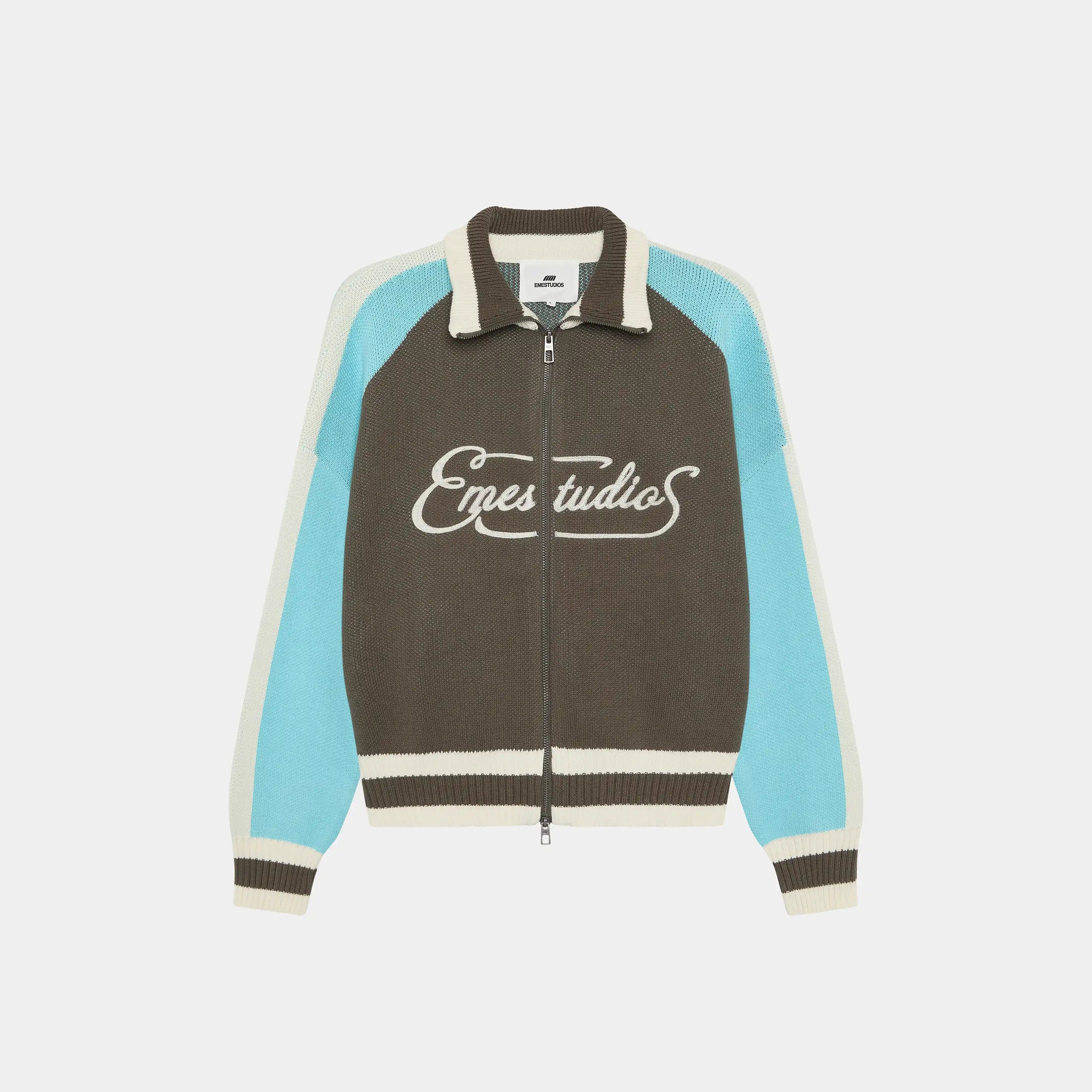 Soffy Crystal Blue Zipper Knit Knitwear Eme Studios