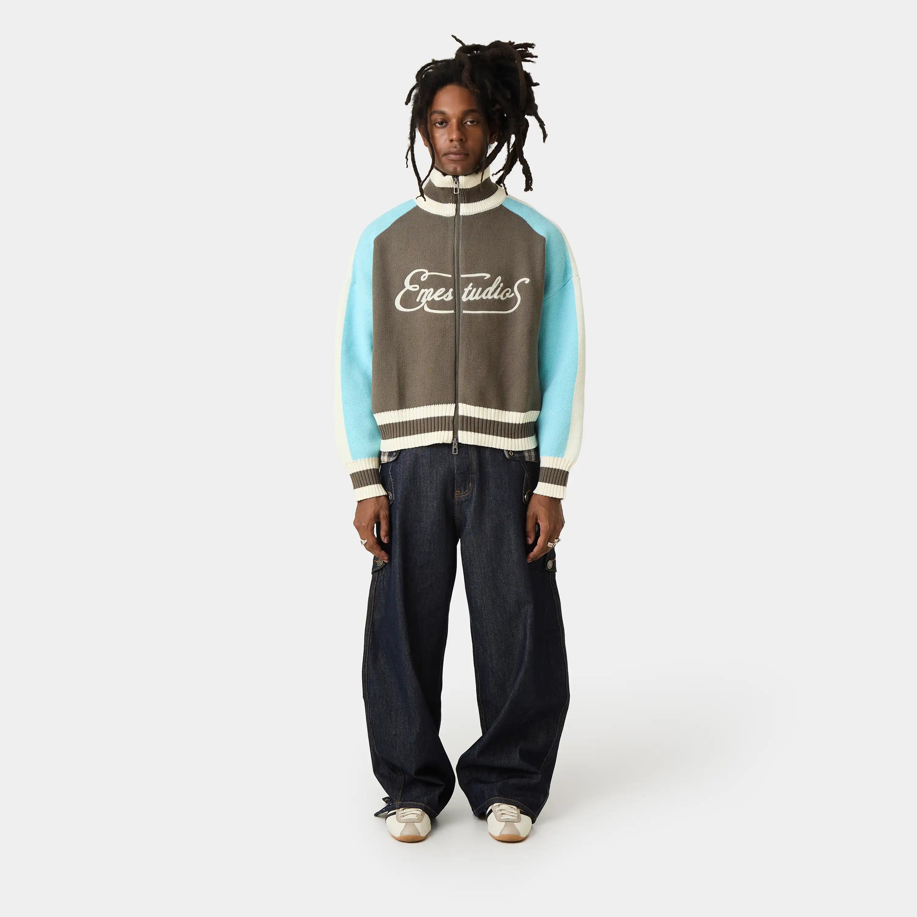 Soffy Crystal Blue Zipper Knit Knitwear Eme Studios