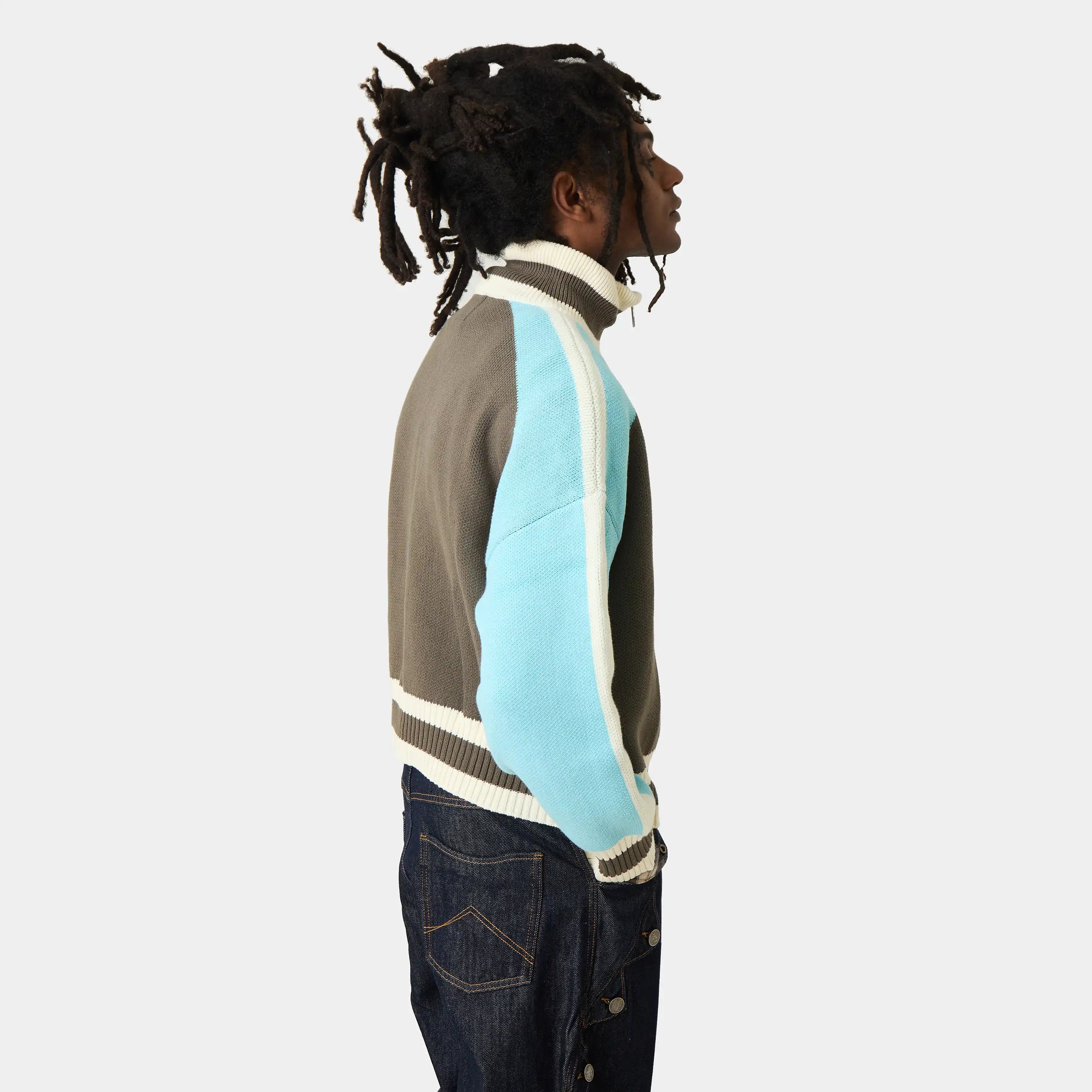 Soffy Crystal Blue Zipper Knit Knitwear Eme Studios