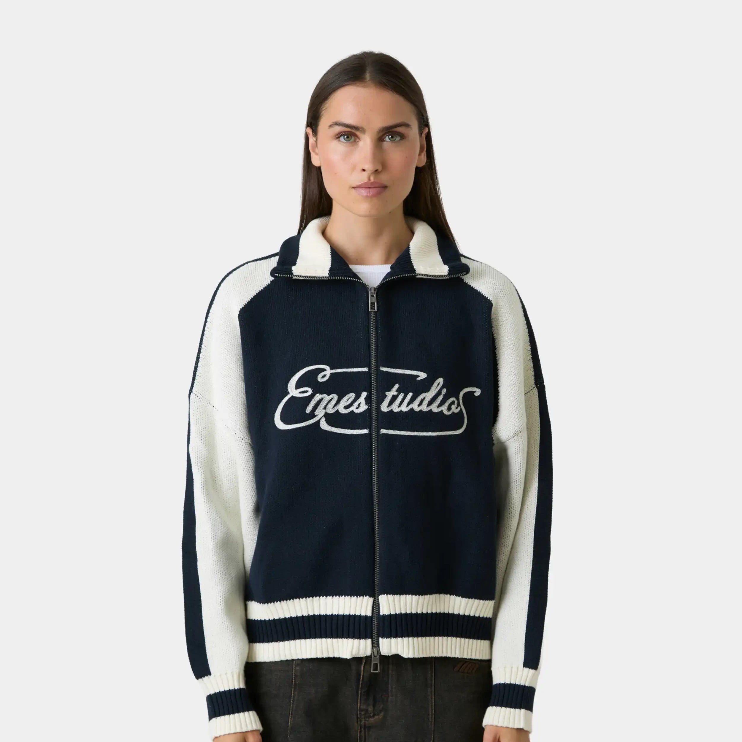 Soffy Navy Zipper Knit Knitwear Eme Studios