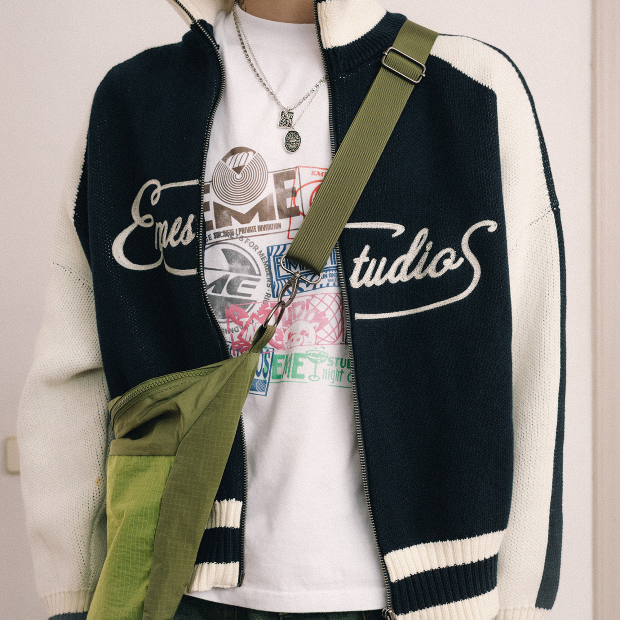 Soffy Navy Zipper Knit Knitwear Eme Studios