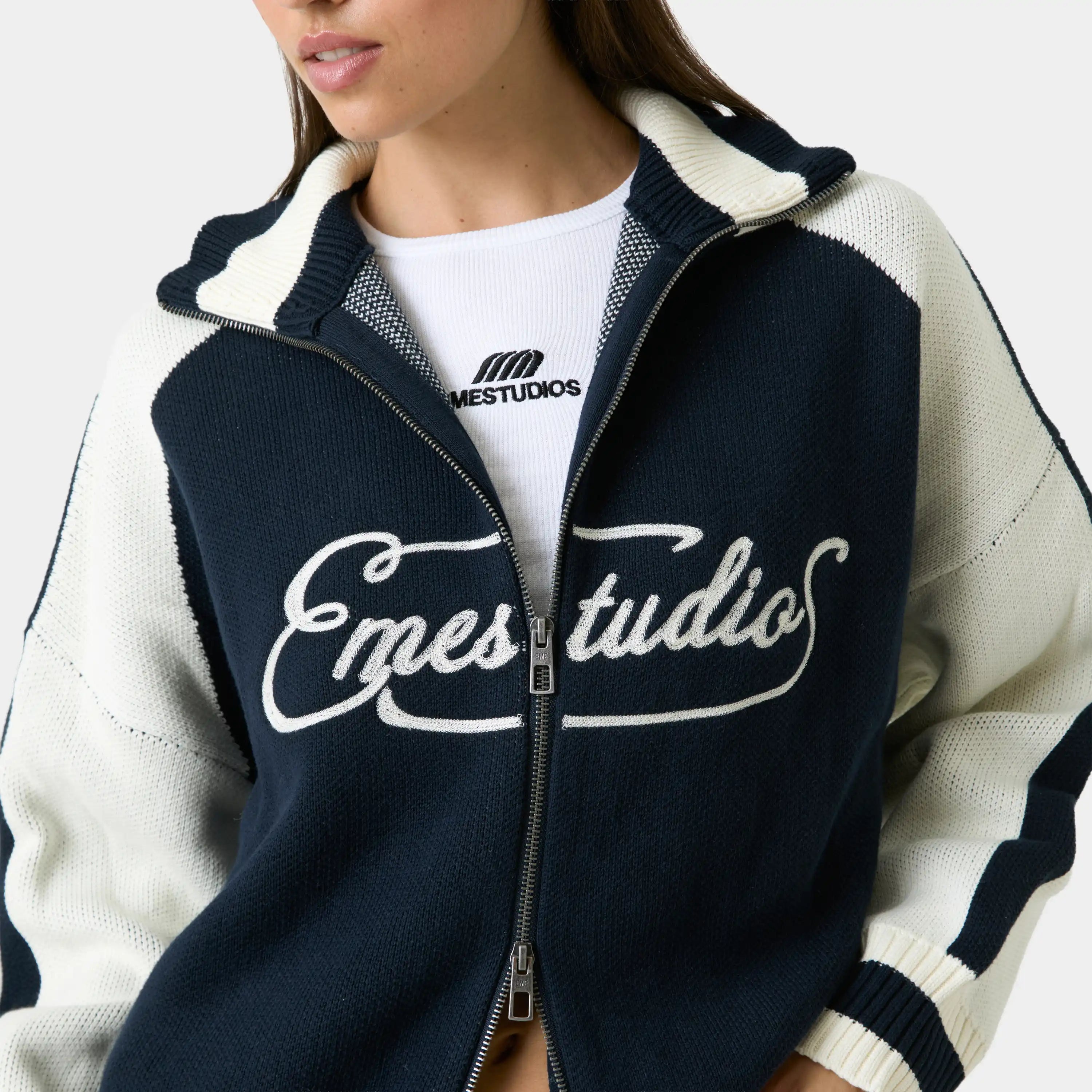 Soffy Navy Zipper Knit Knitwear Eme Studios