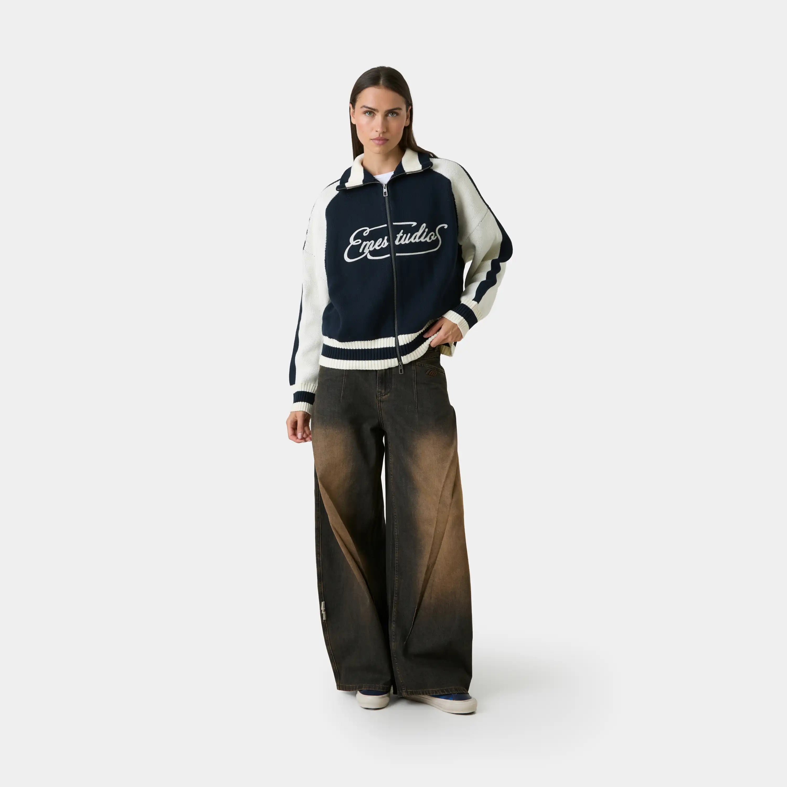 Soffy Navy Zipper Knit Knitwear Eme Studios