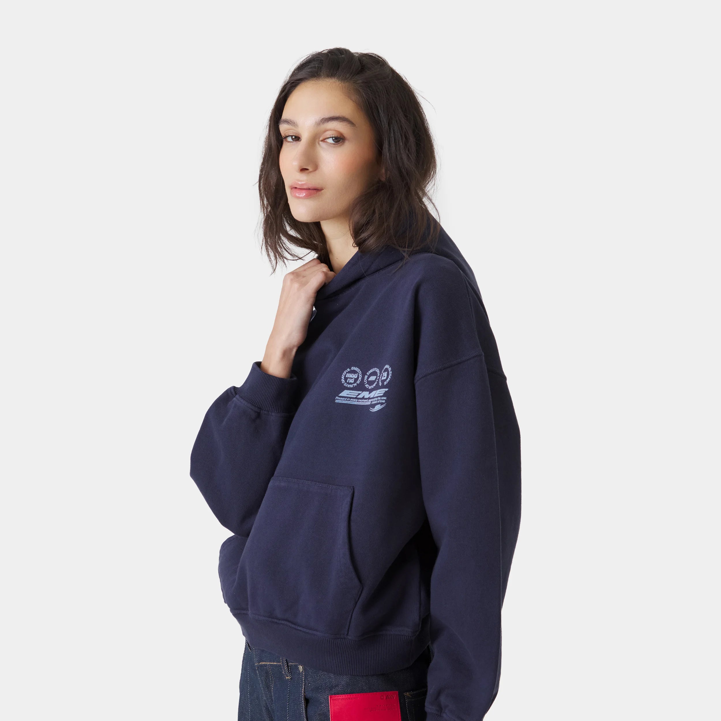 Stamp Navy Oversized Hoodie Hoodies Eme Studios