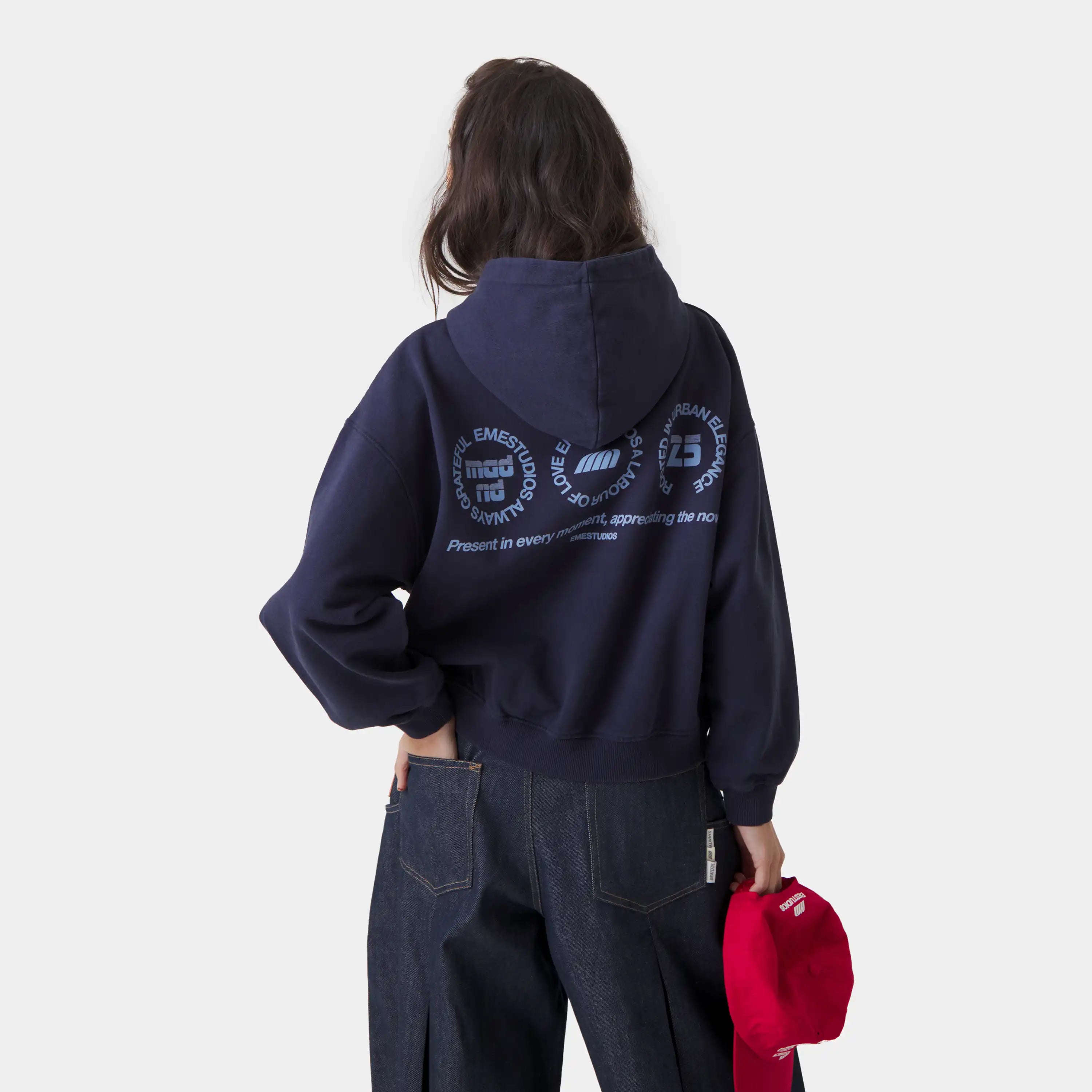 Stamp Navy Oversized Hoodie Hoodies Eme Studios