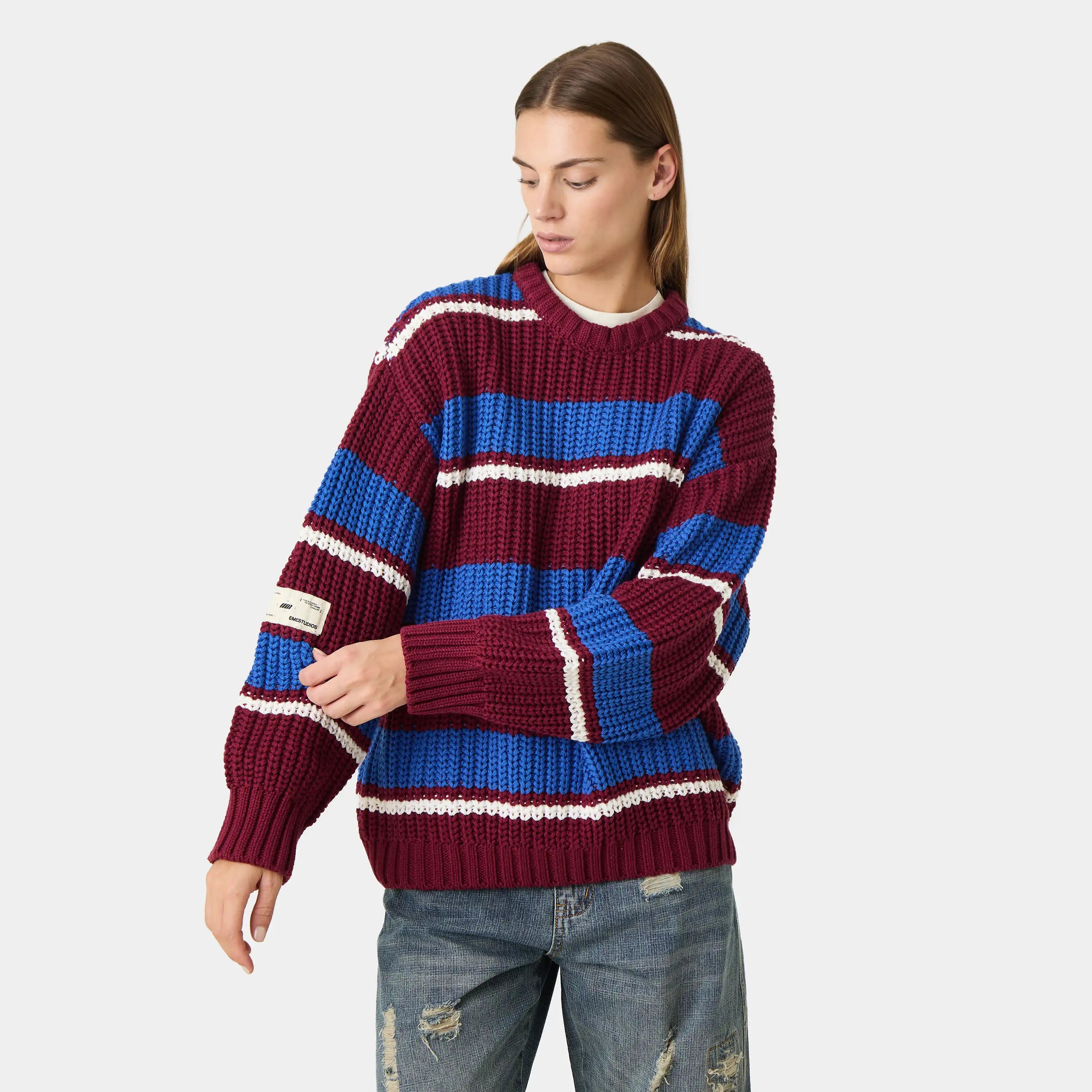 Stoke Burgundy Knit Sweater Knitwear Eme Studios