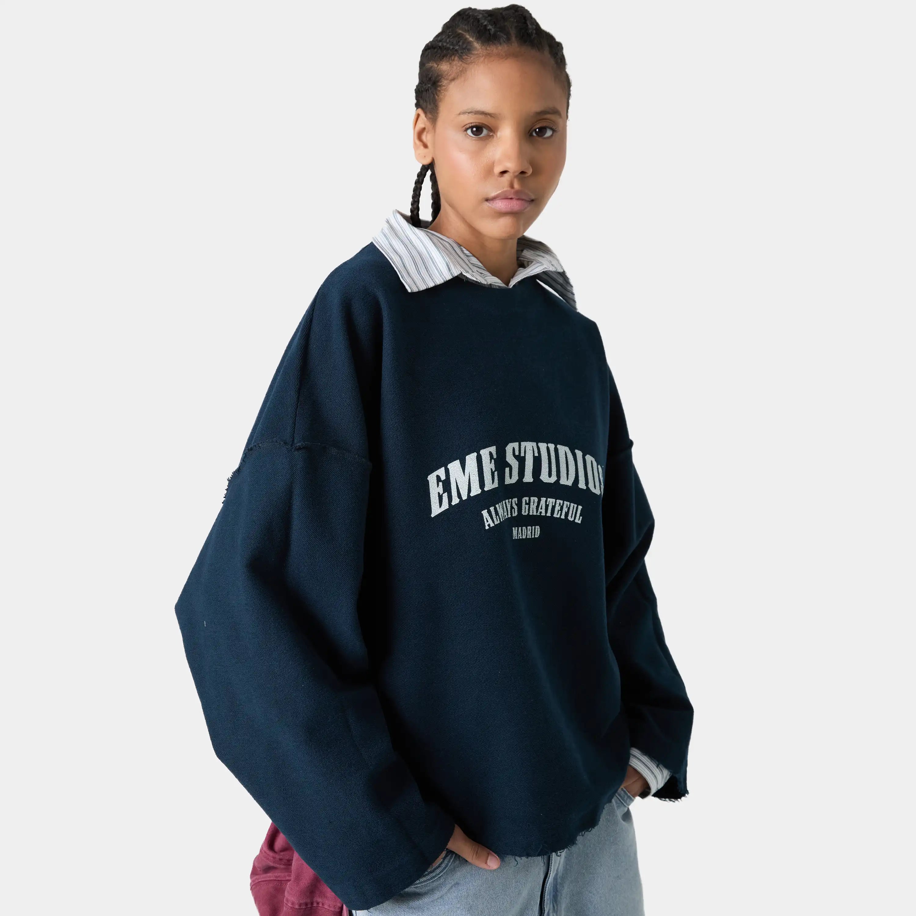 Suty Navy Reverse Crewneck Sweatshirts eme