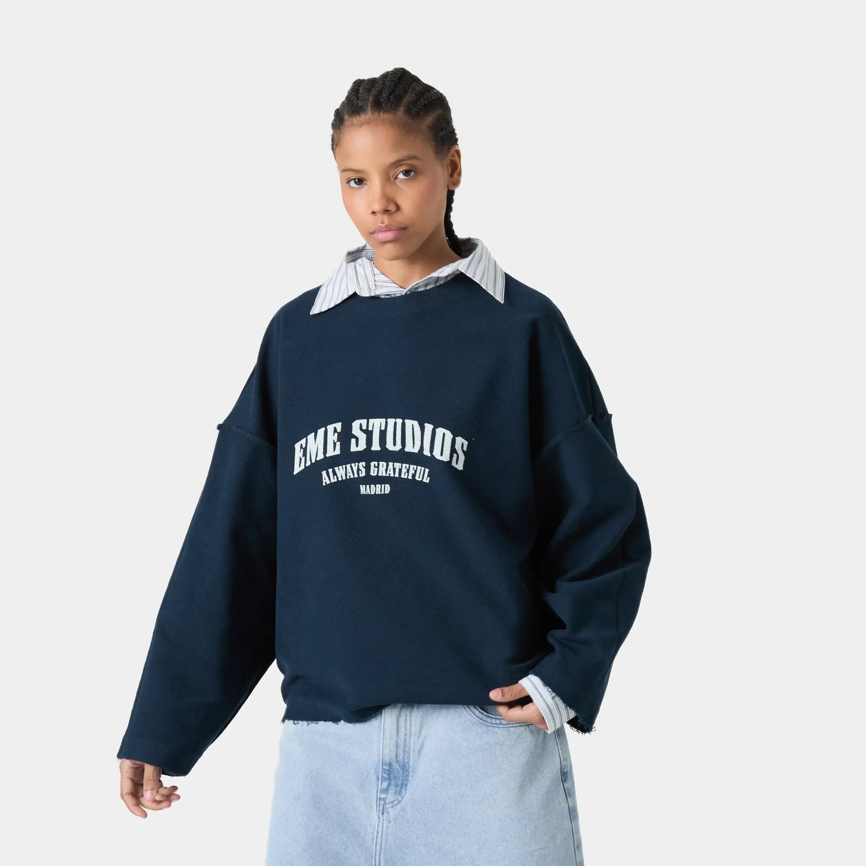 Suty Navy Reverse Crewneck Sweatshirts eme