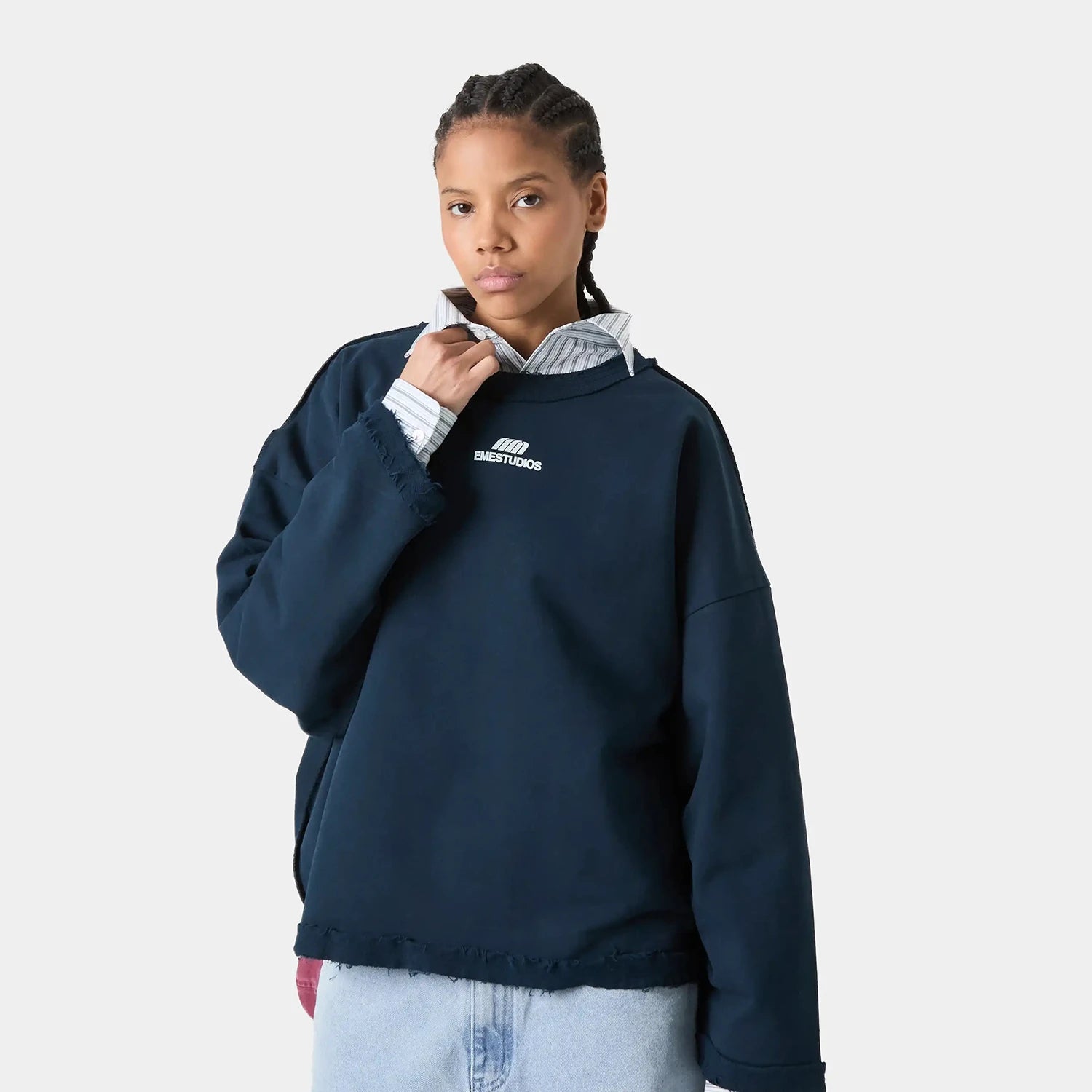 Suty Navy Reverse Crewneck Sweatshirts eme