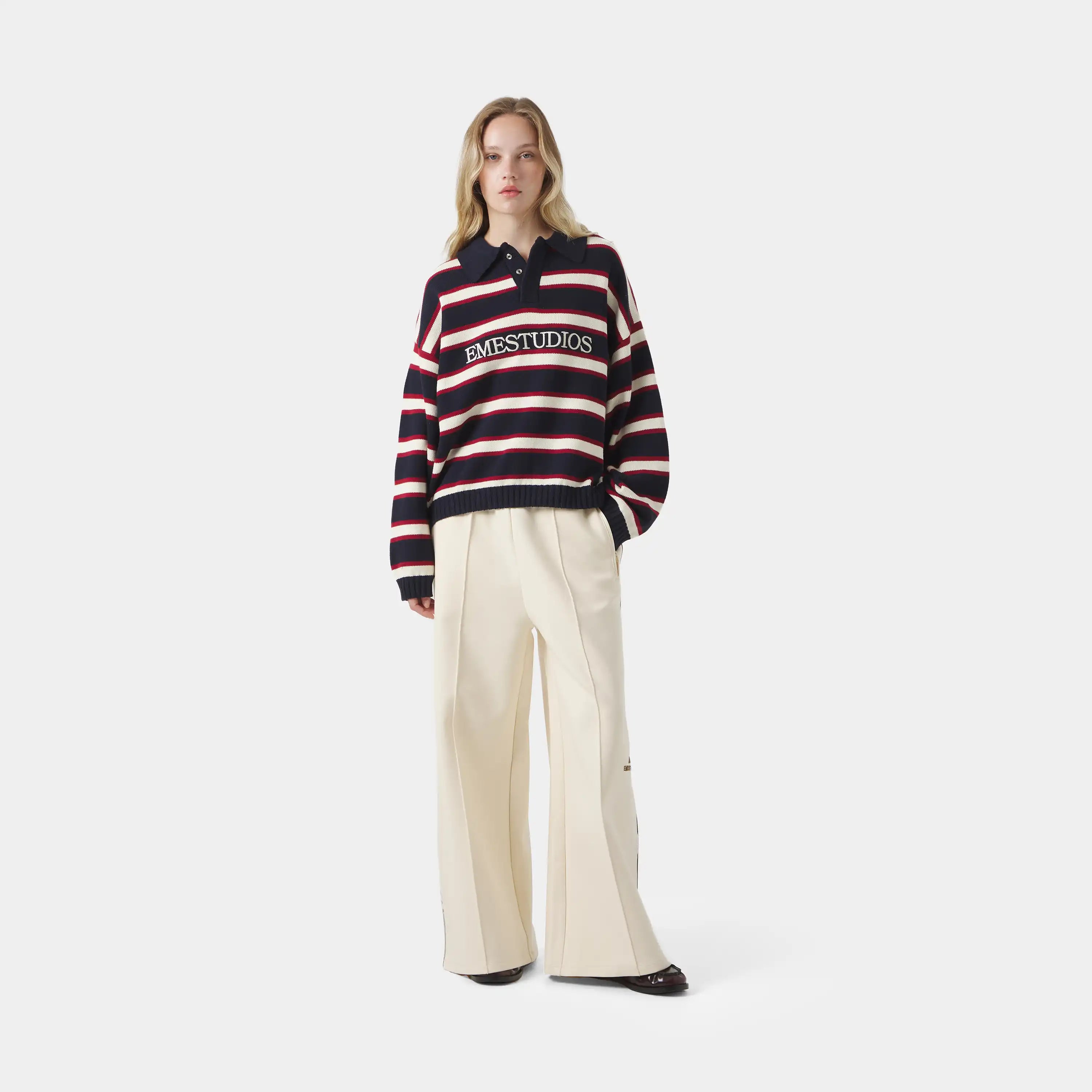 Sweet Navy Knit Polo Knitwear eme